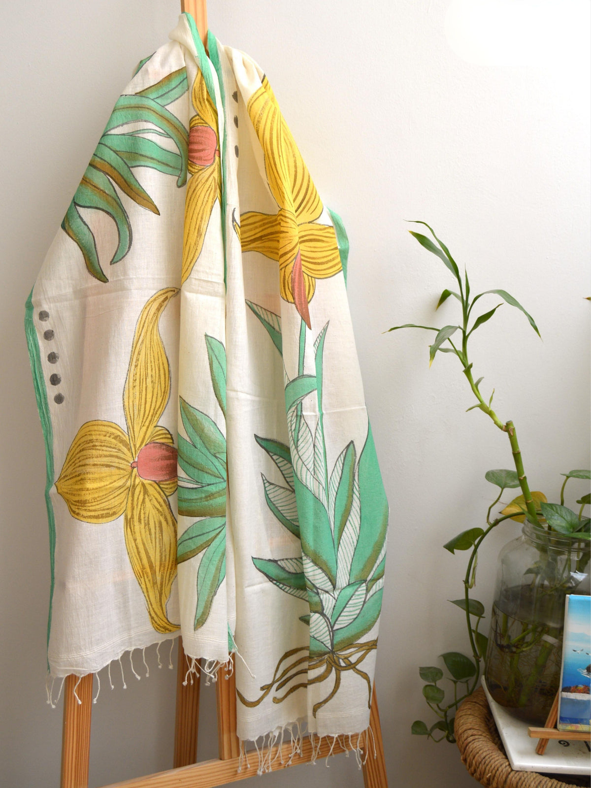 Orchids Painted Cotton Stole