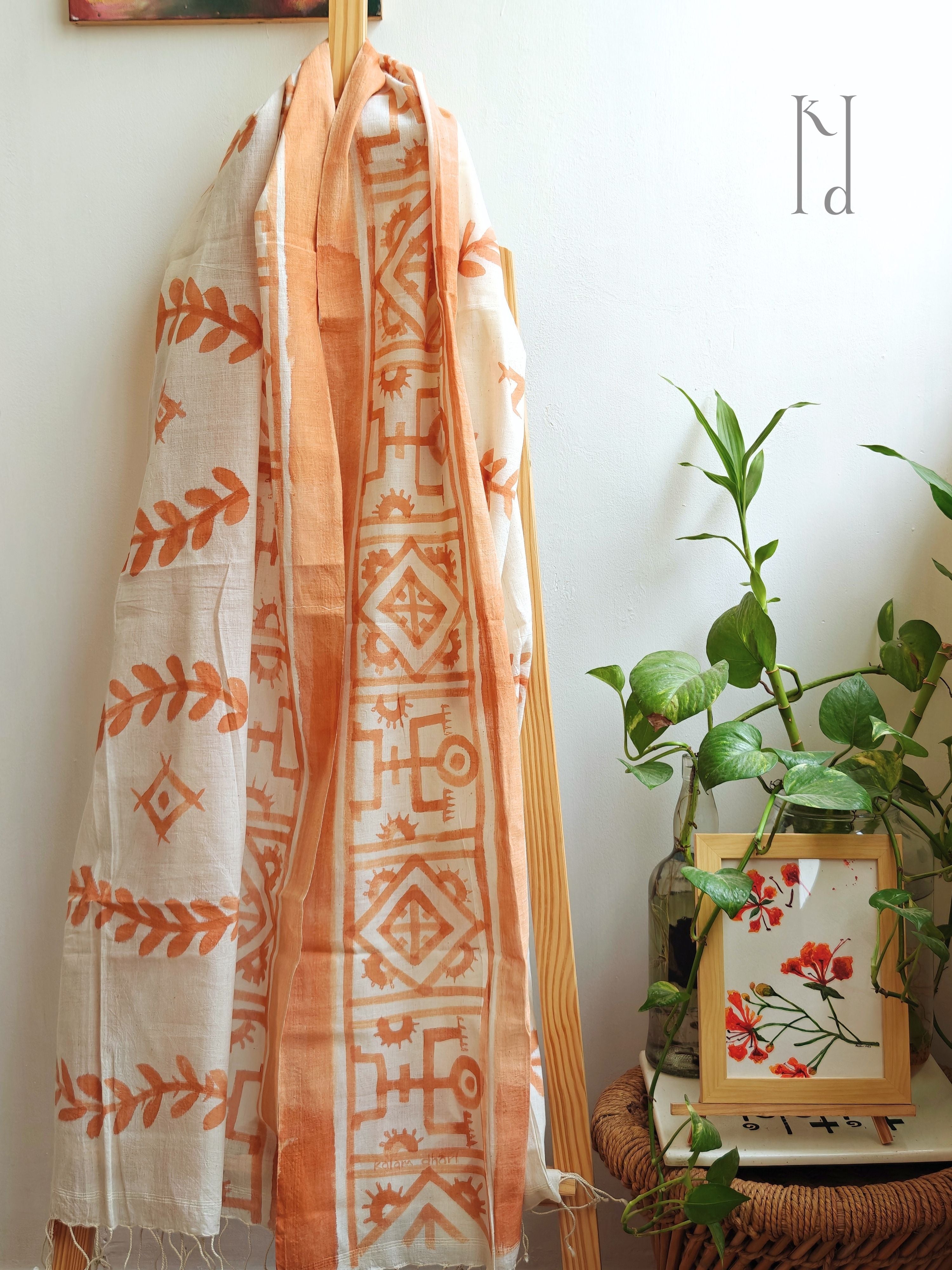 Godna Muslin Cotton Painted Dupatta