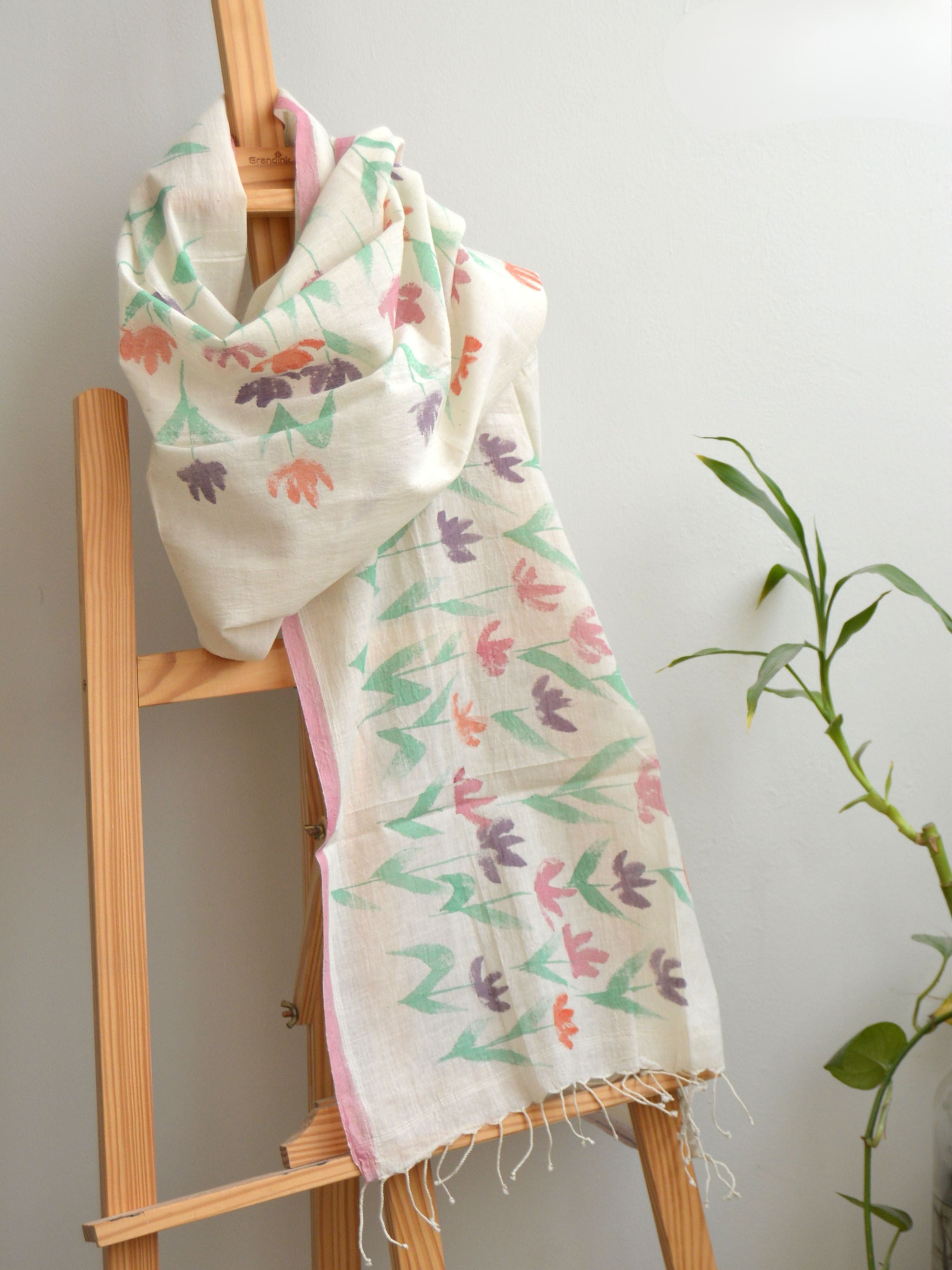 Phool Painted Cotton Stole