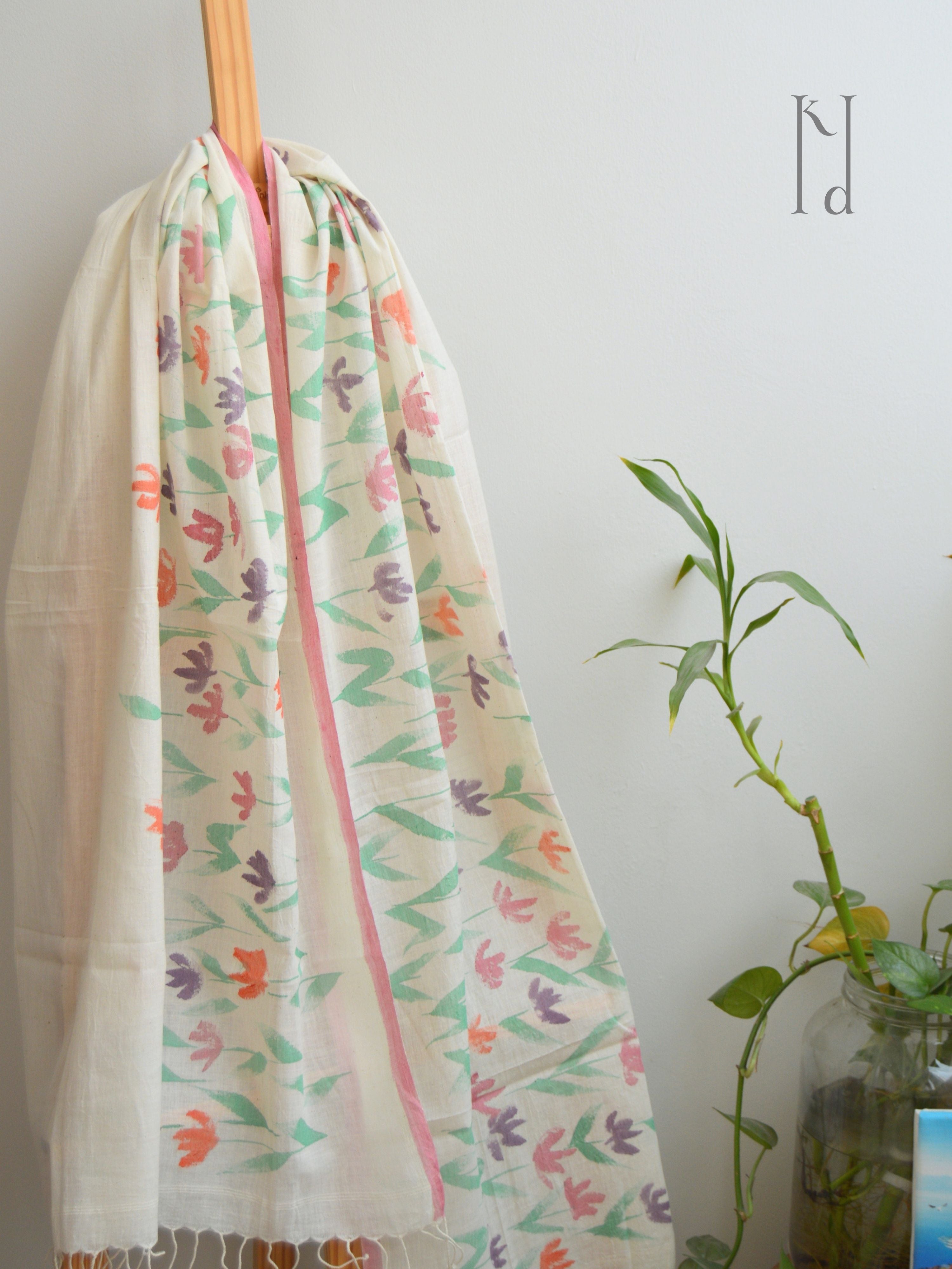 Phool Muslin Cotton Painted Stole