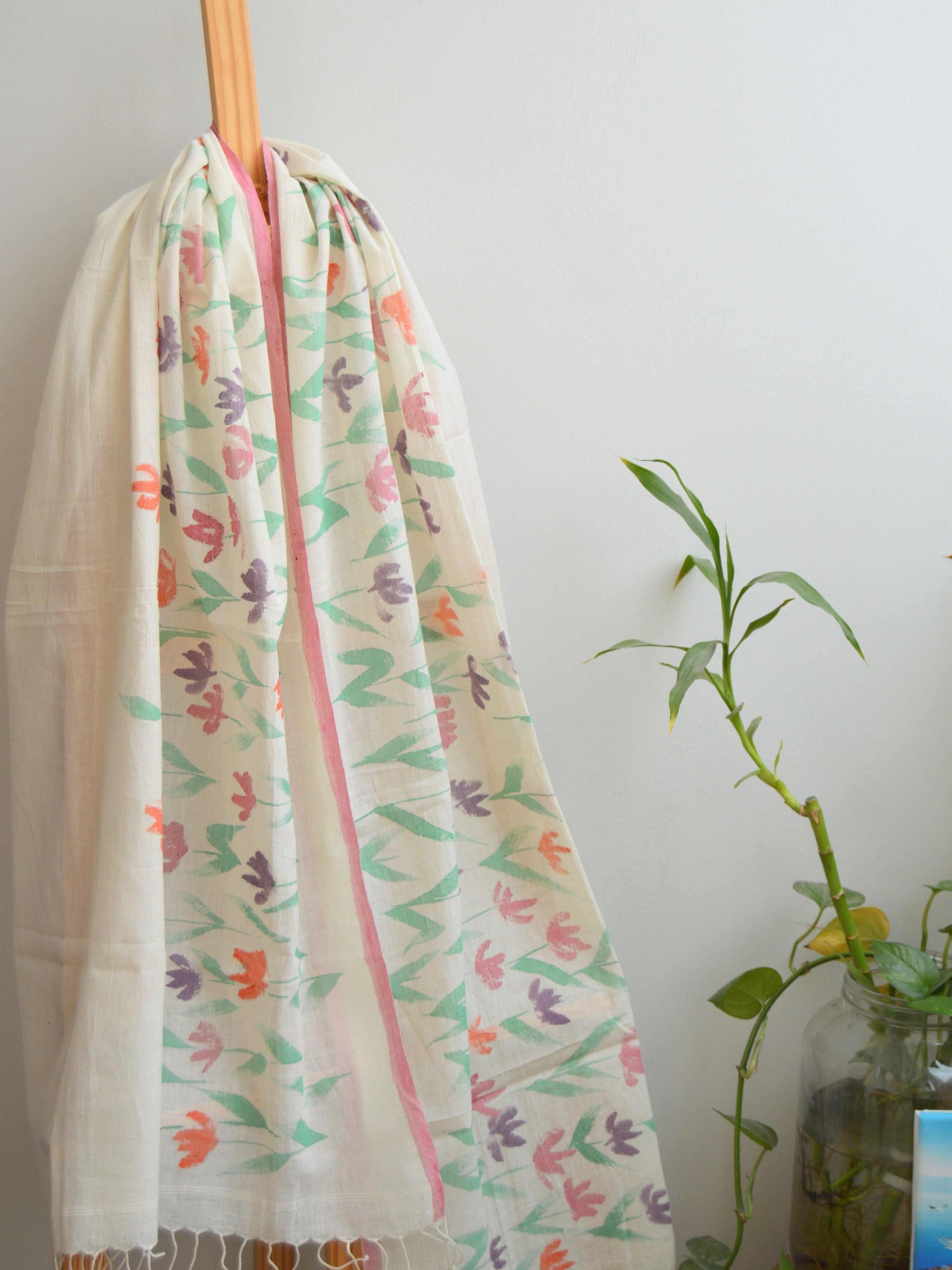 Phool Painted Cotton Stole