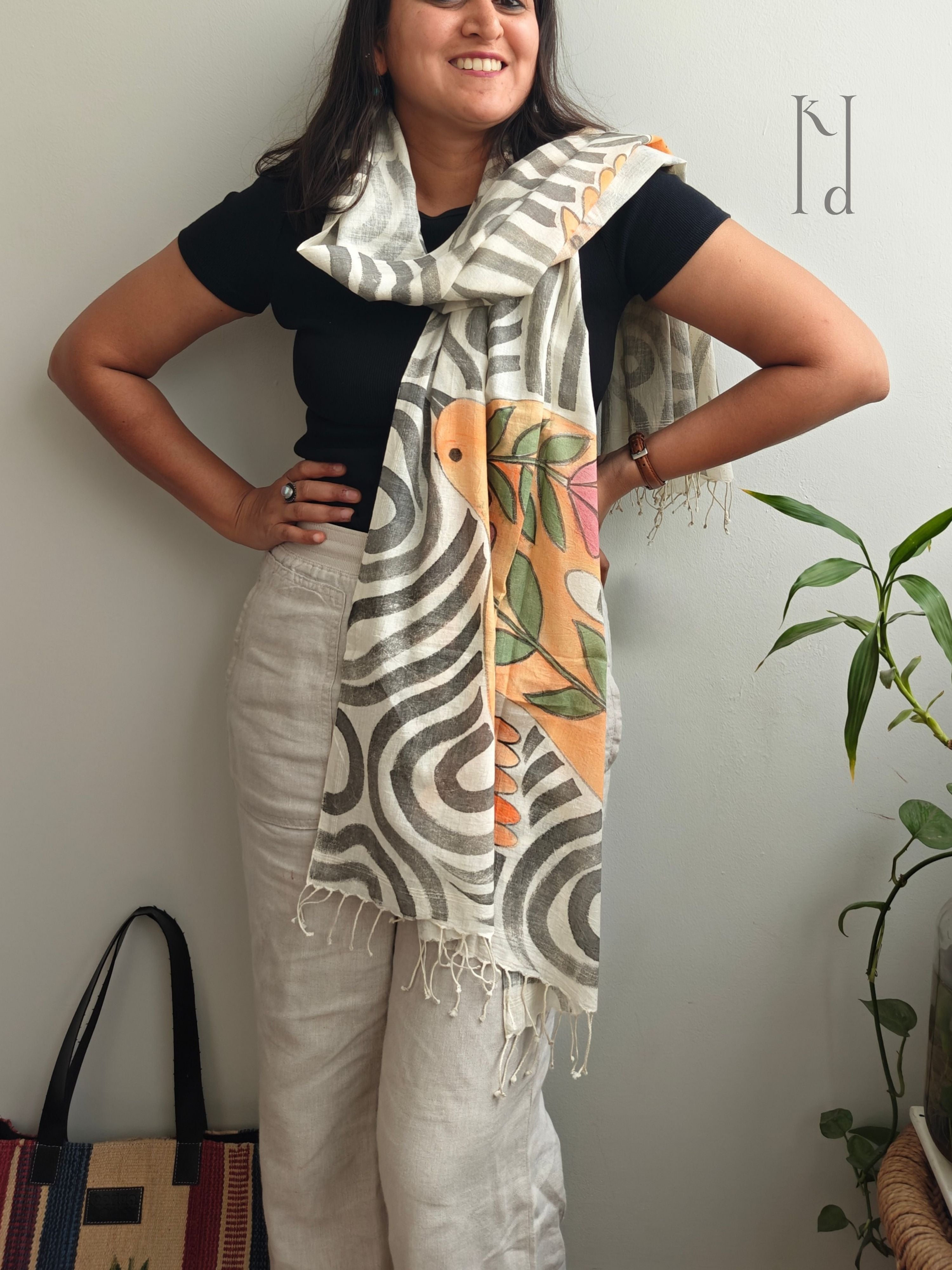 Udaan Muslin Cotton Painted Stole
