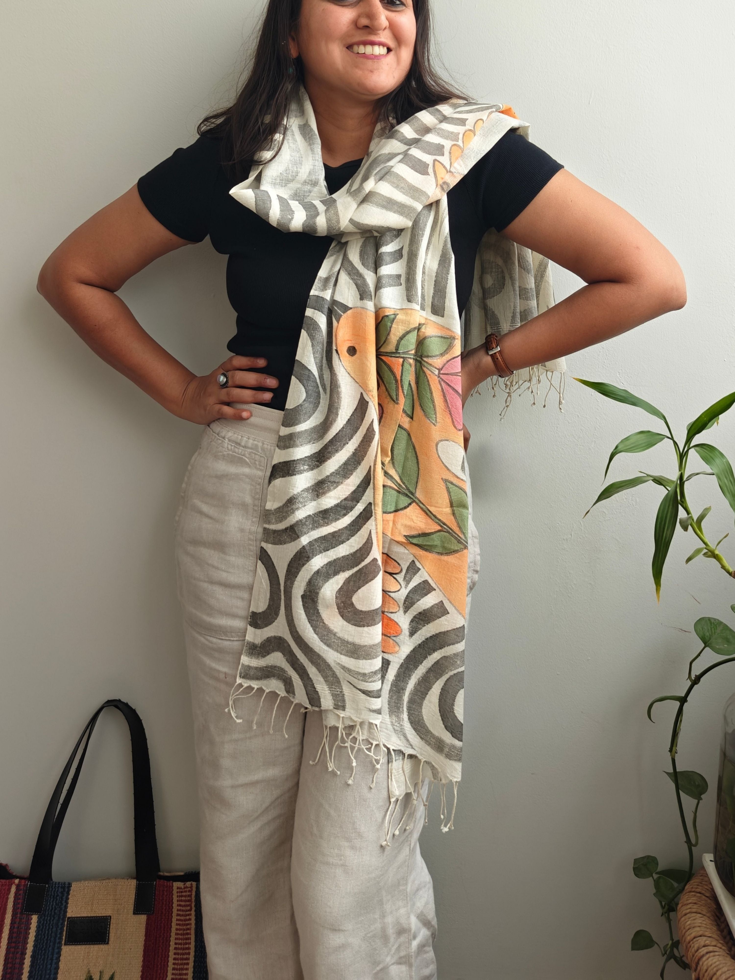 Udaan Painted Cotton Stole