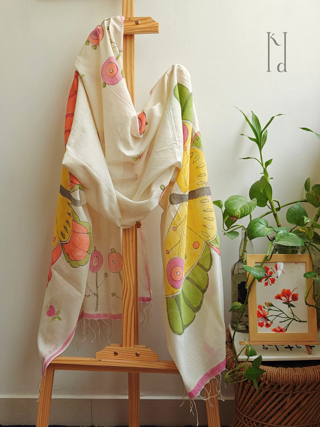 Titli Muslin Cotton Painted Stole