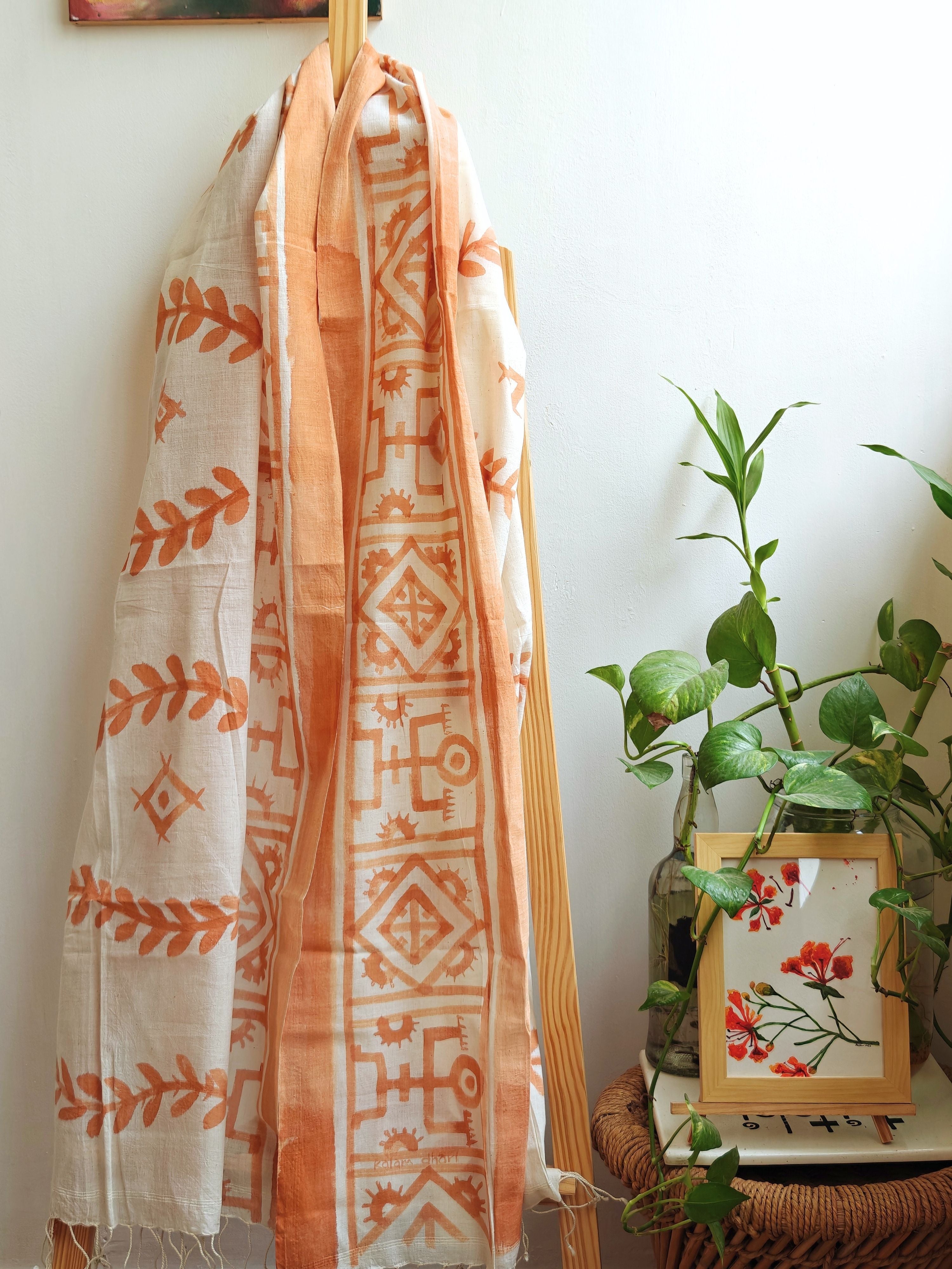 Godna Painted Cotton Dupatta