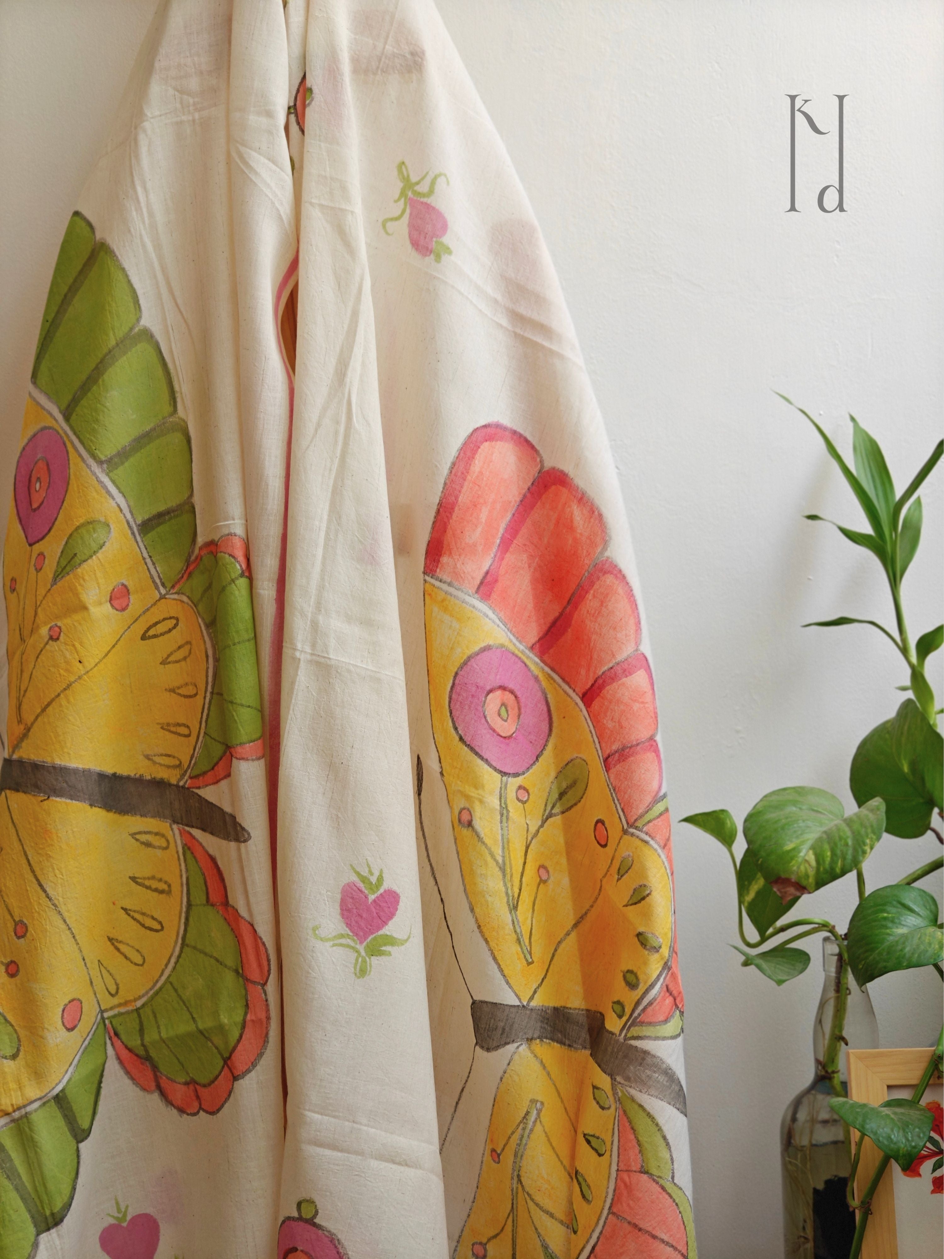 Titli Muslin Cotton Painted Stole