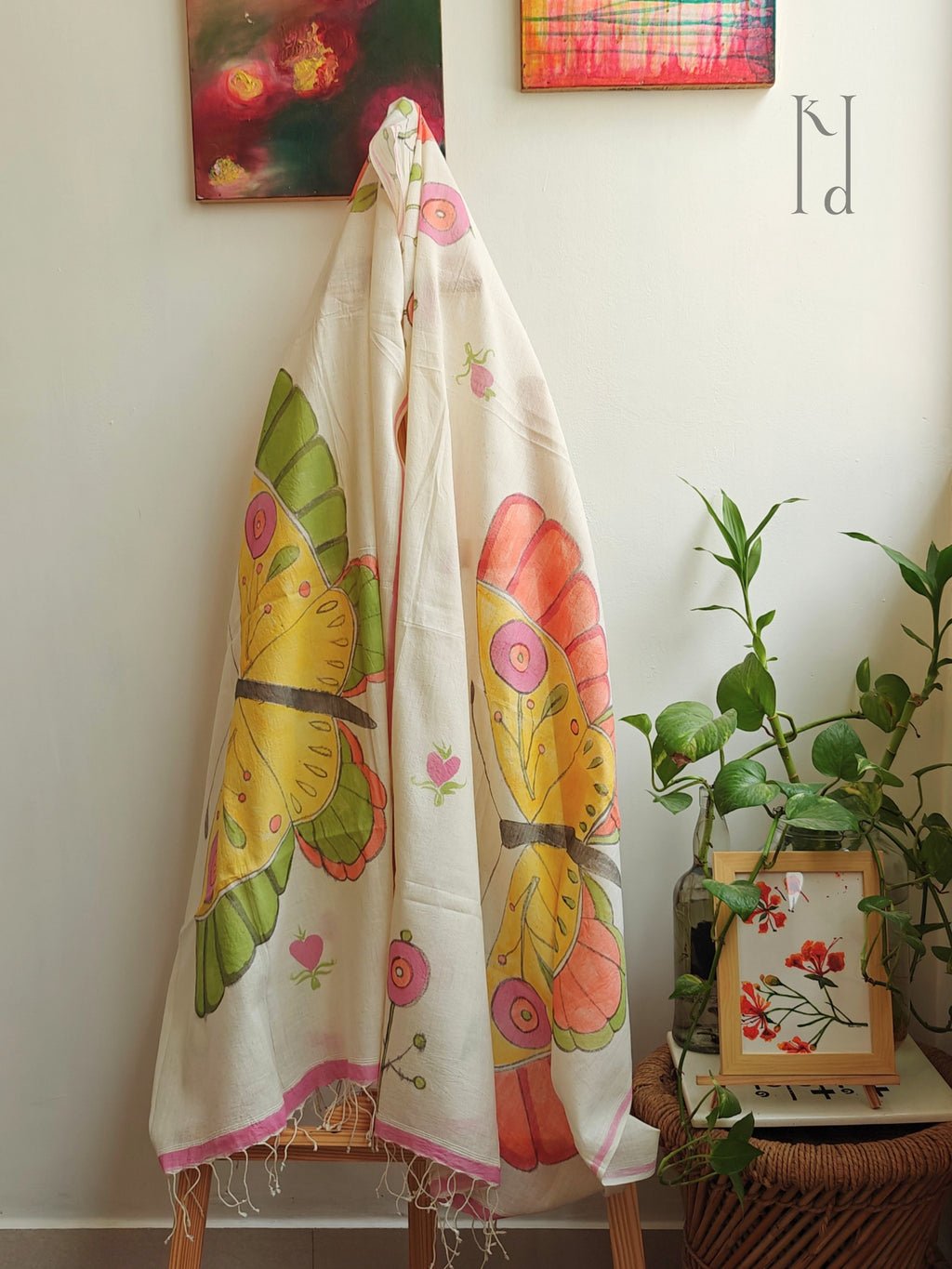 Titli Muslin Cotton Painted Stole