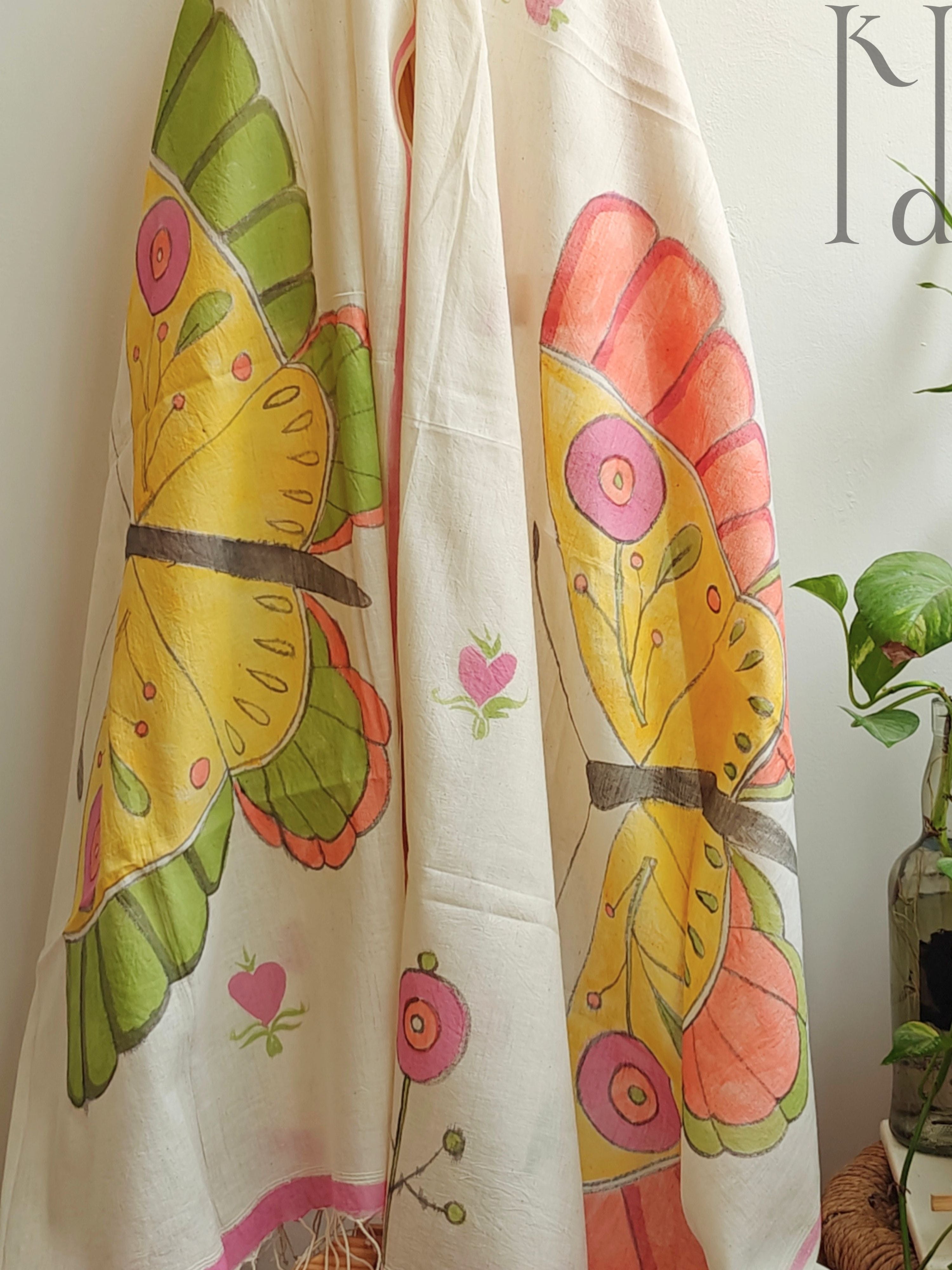 Titli Muslin Cotton Painted Stole