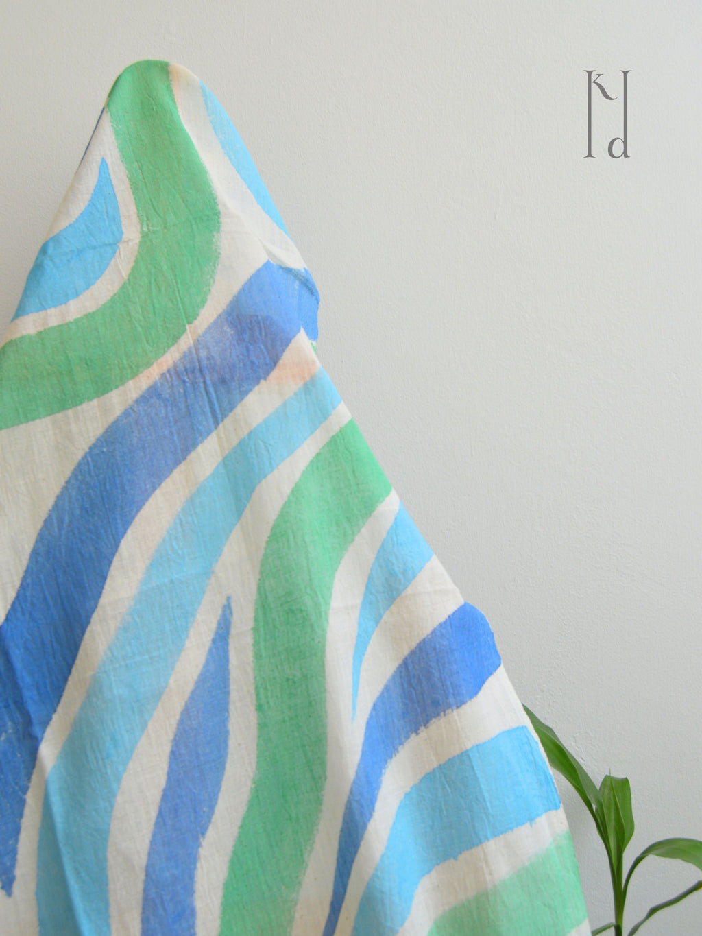 Vaayu Blue Muslin Cotton Painted Stole