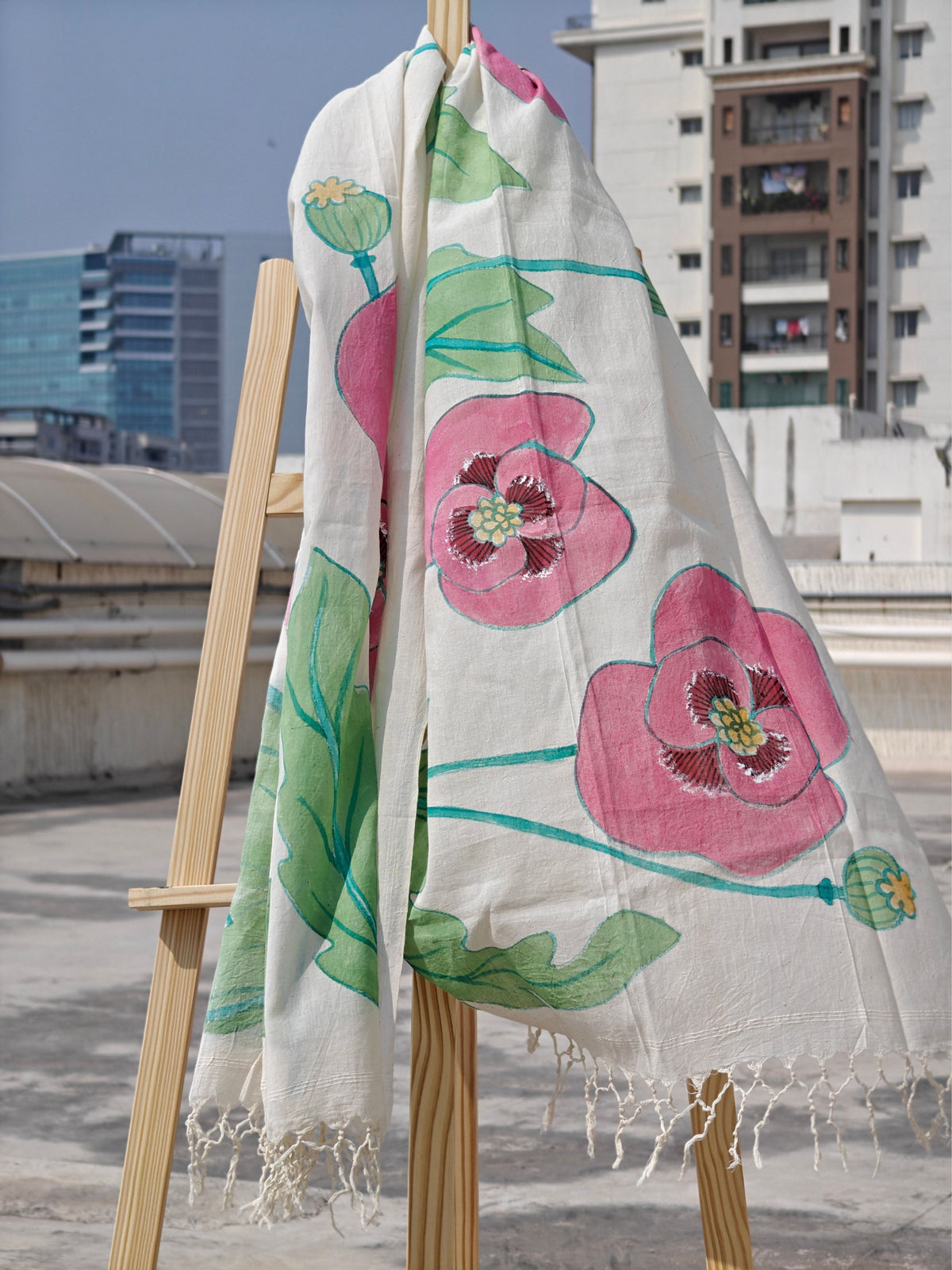 Poppies Painted Cotton Dupatta