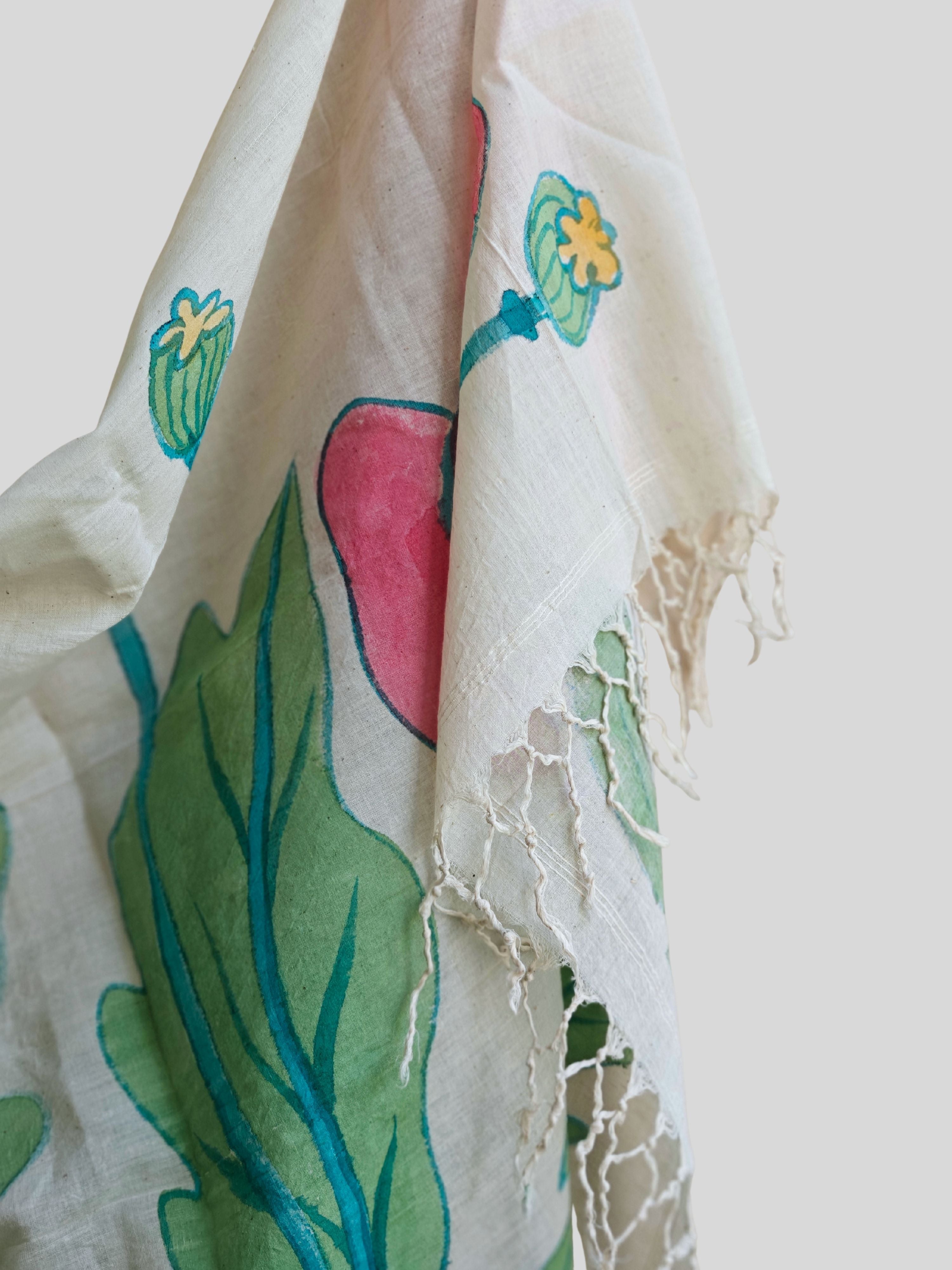 Poppies Painted Cotton Dupatta