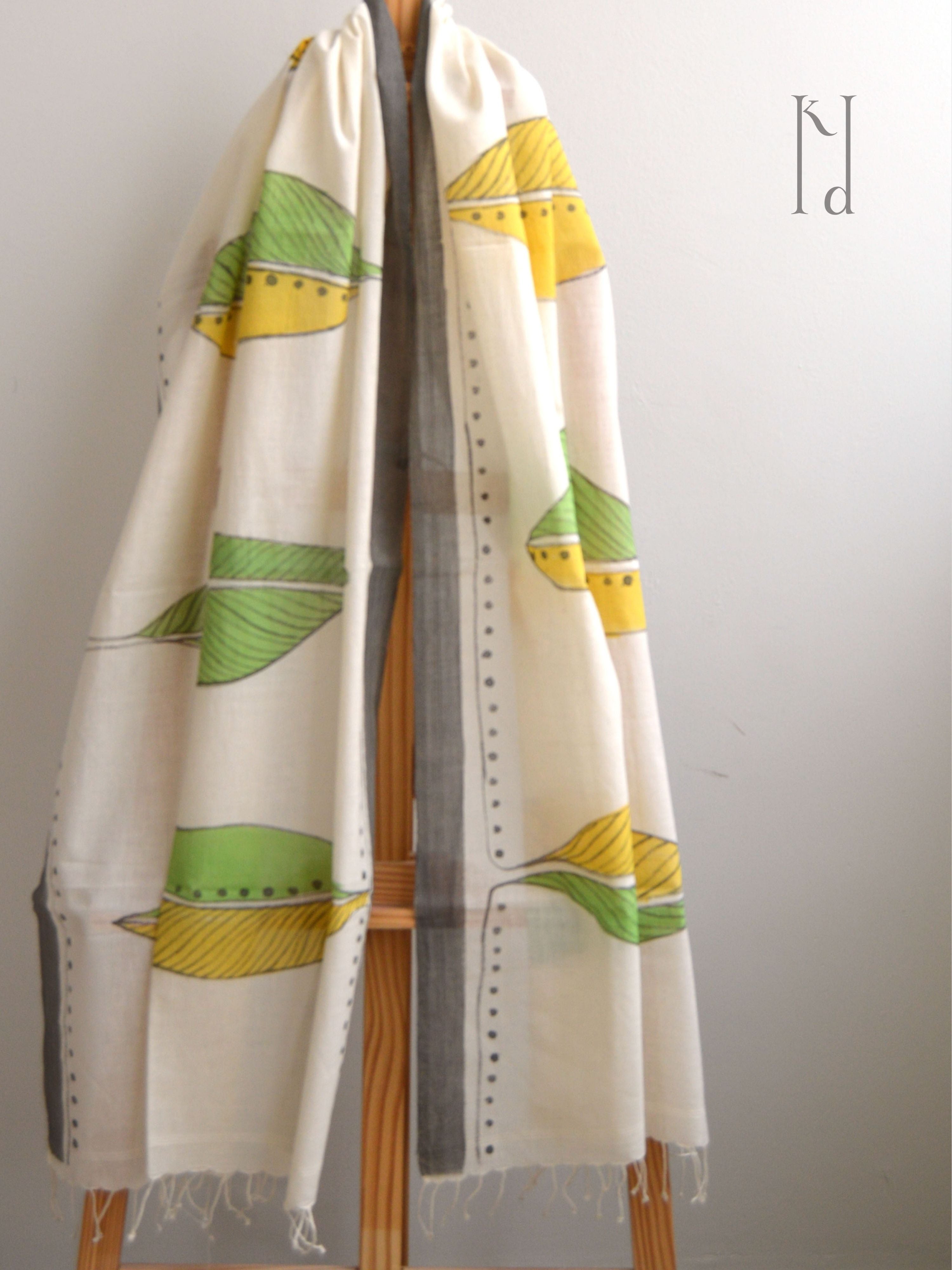 Leafy Muslin Cotton Painted Stole