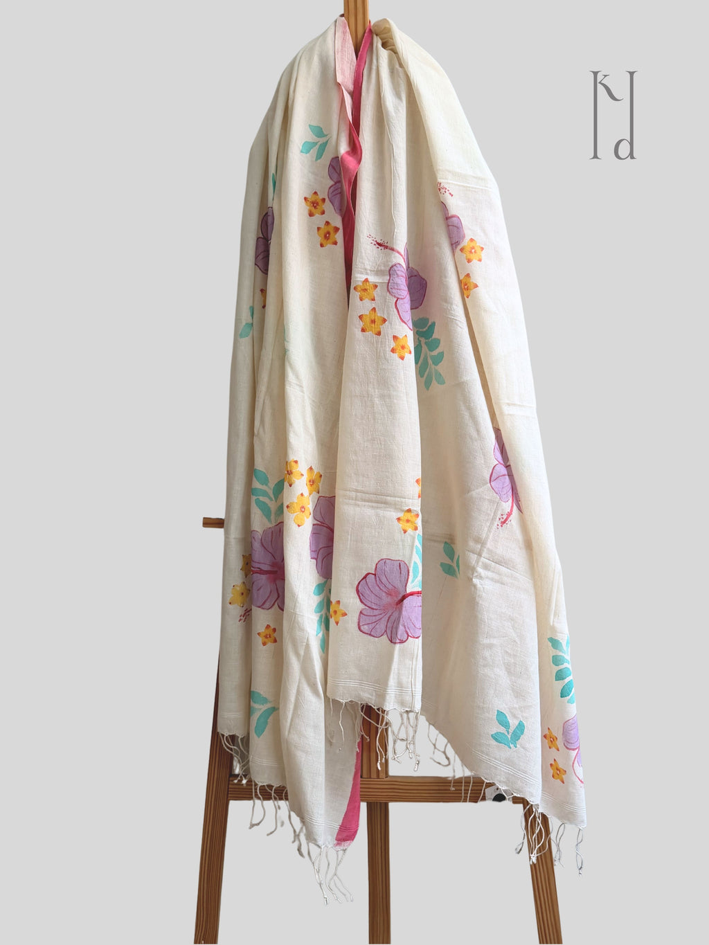 HIbiscus Painted Muslin Dupatta