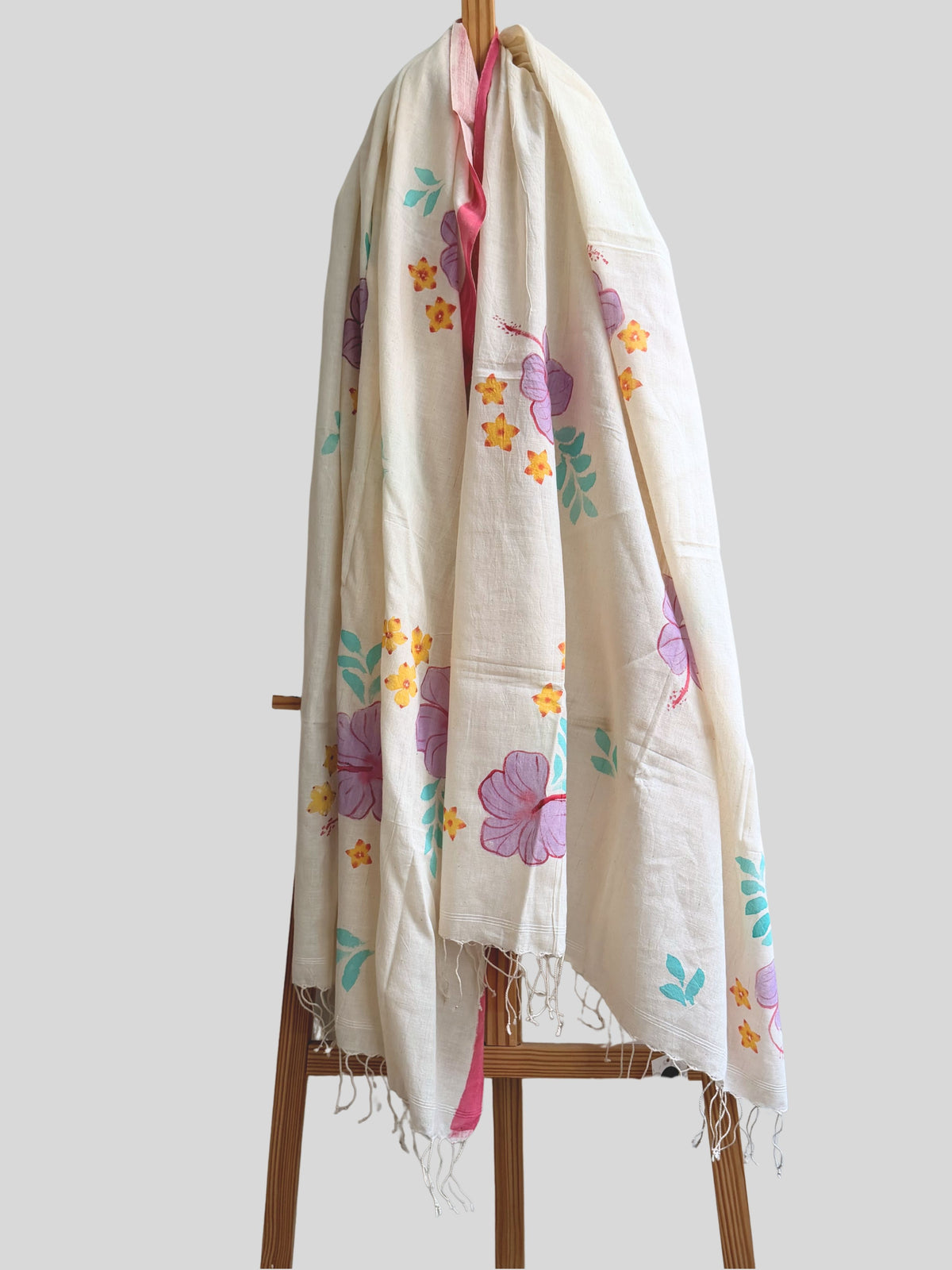 Hibiscus Painted Cotton Dupatta