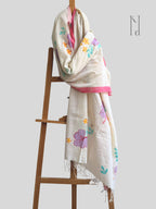 HIbiscus Painted Muslin Dupatta
