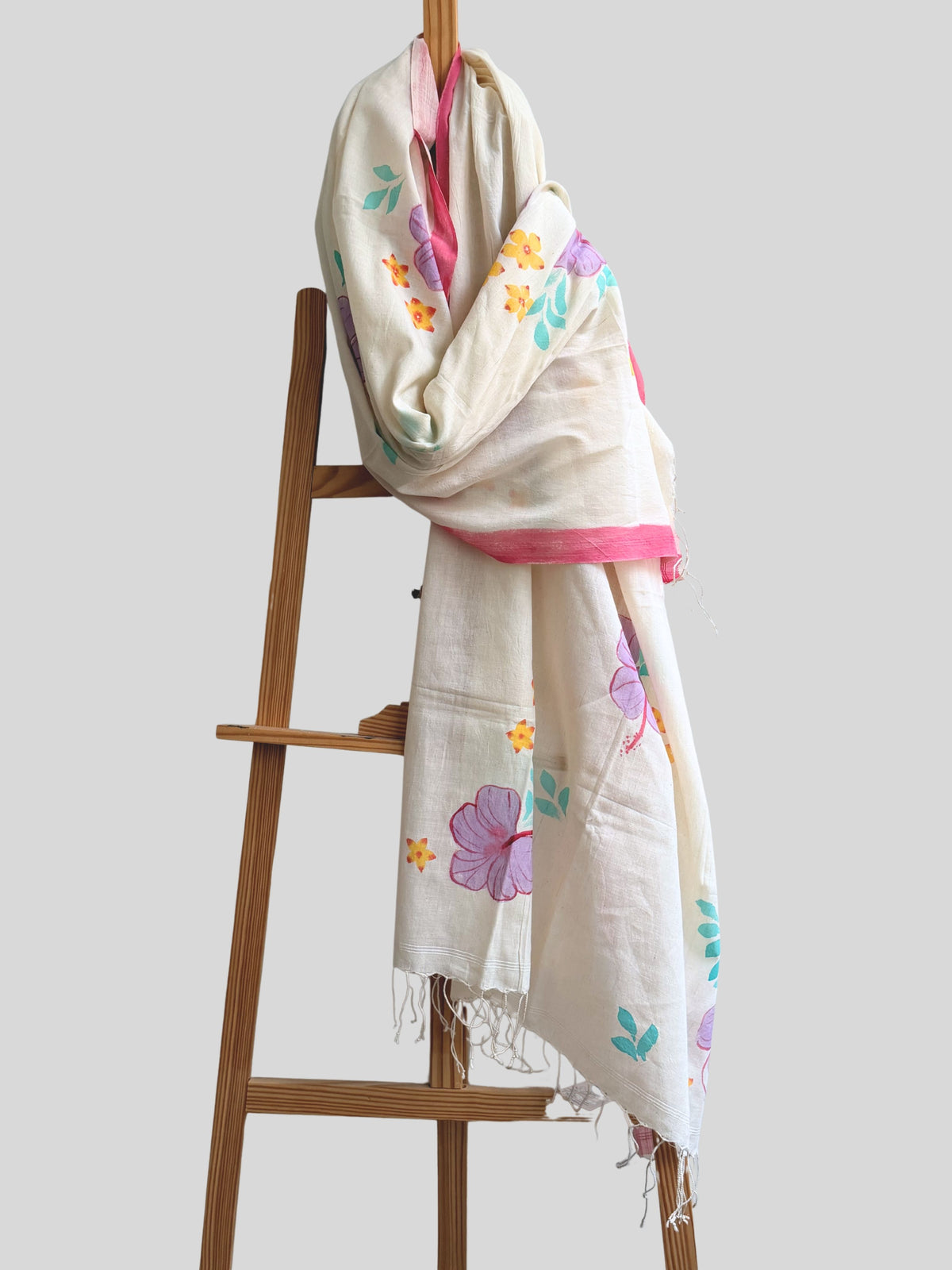 Hibiscus Painted Cotton Dupatta
