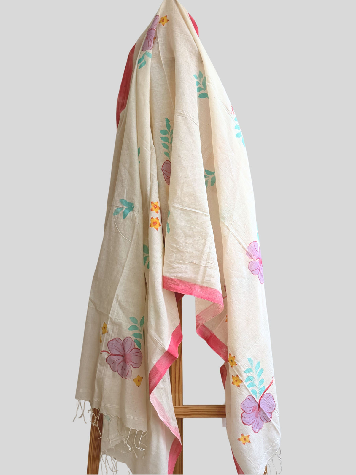 Hibiscus Painted Cotton Dupatta