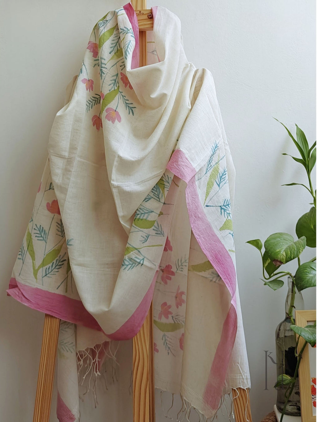 Phool Painted Cotton Dupatta