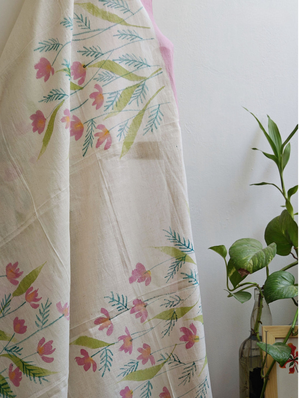 Phool Painted Cotton Dupatta