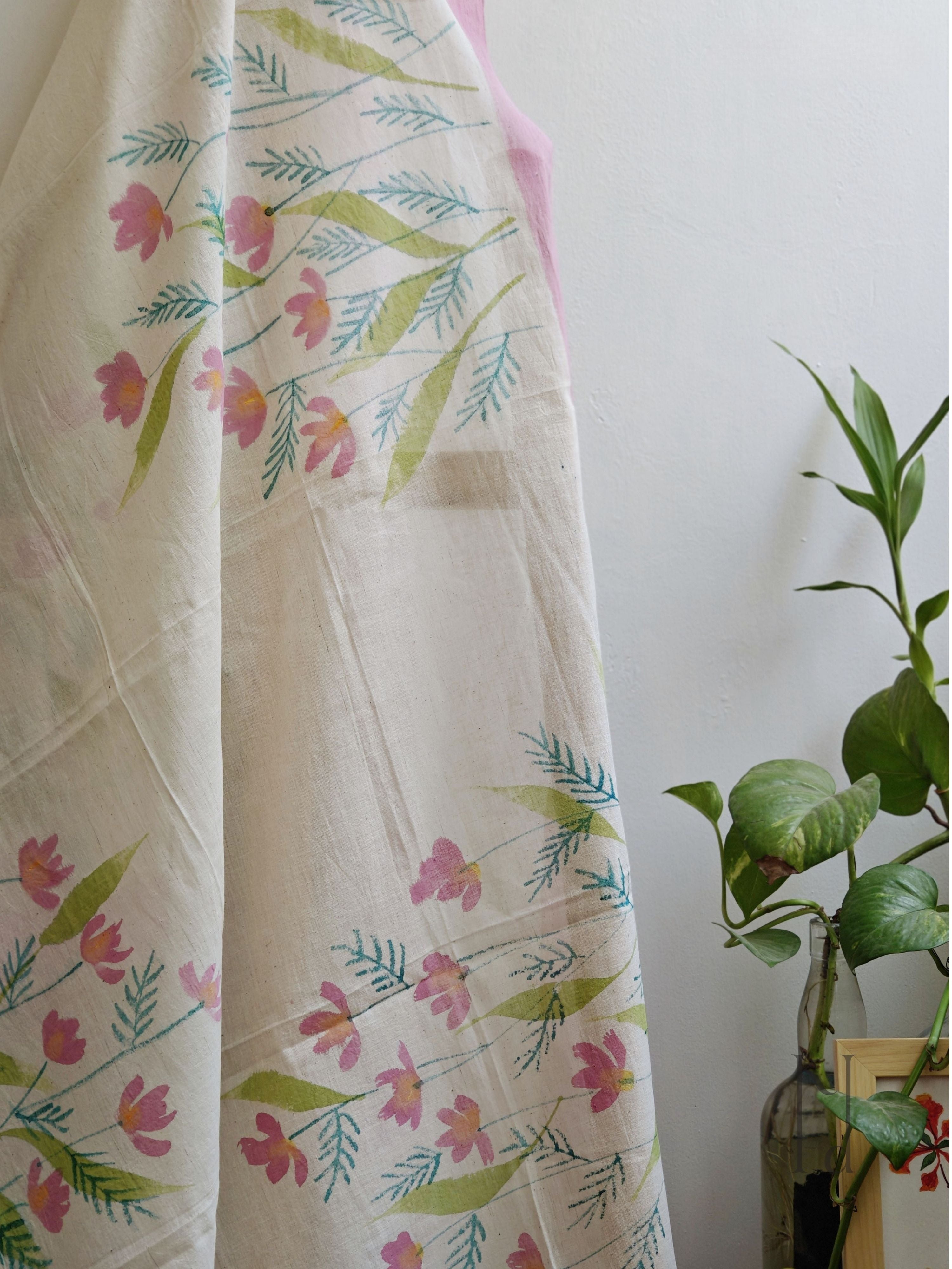 Phool Painted Cotton Dupatta