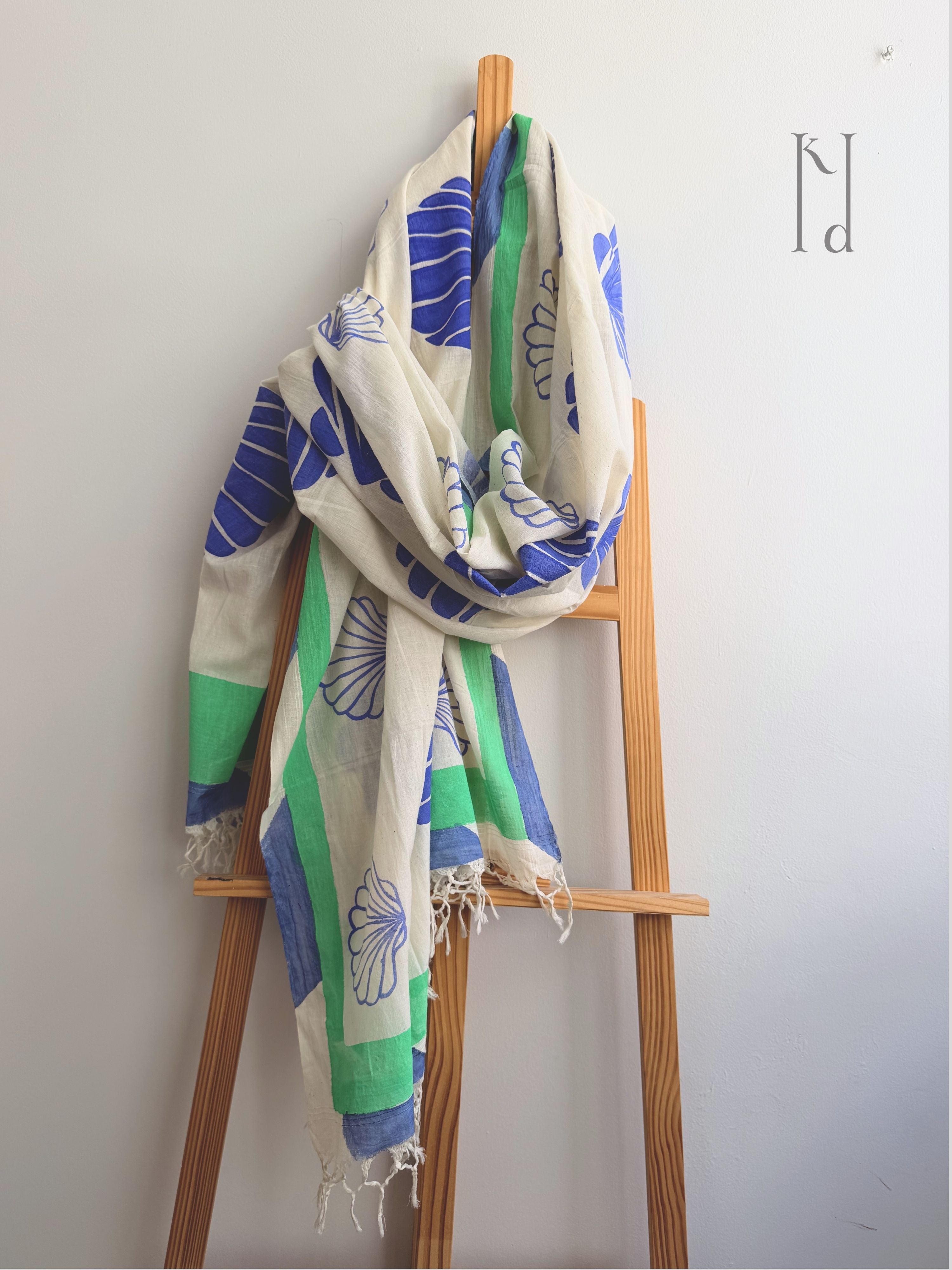 Sea Shell Painted Muslin Dupatta