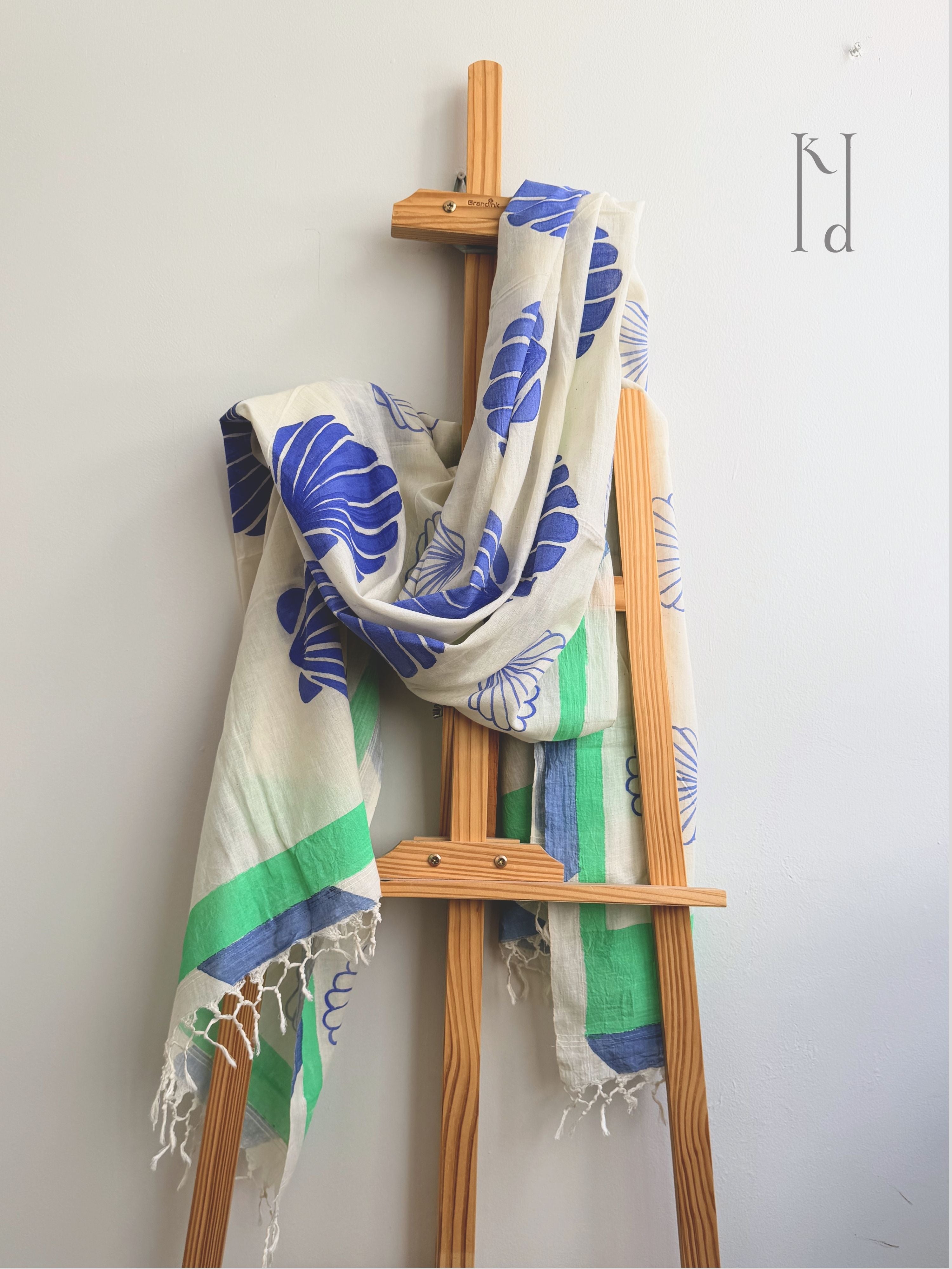 Sea Shell Painted Muslin Dupatta