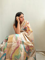 Ajanta Painted Kosa Silk Saree