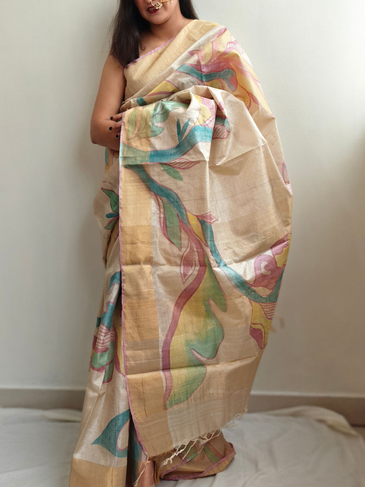 Ajanta Painted Kosa Silk Saree