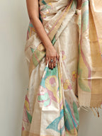 Ajanta Painted Kosa Silk Saree