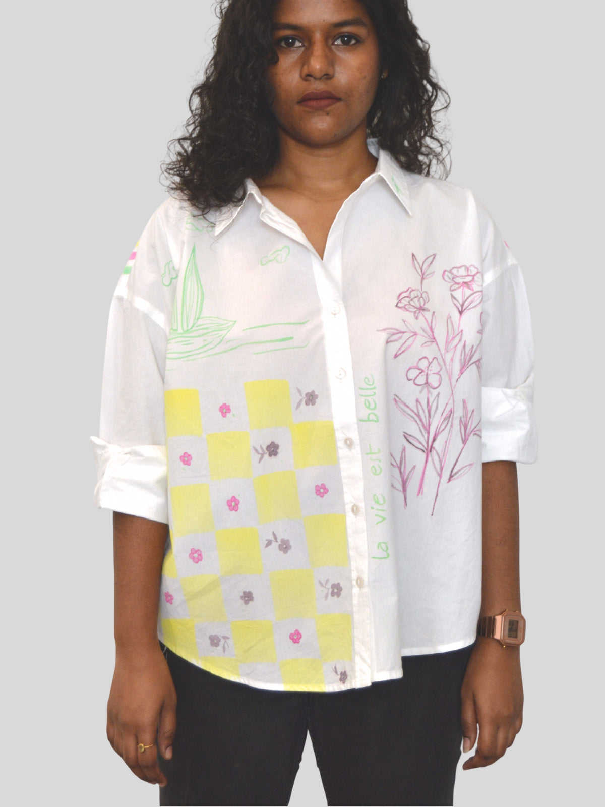 La Vie Est Belle Painted Oversized Shirt