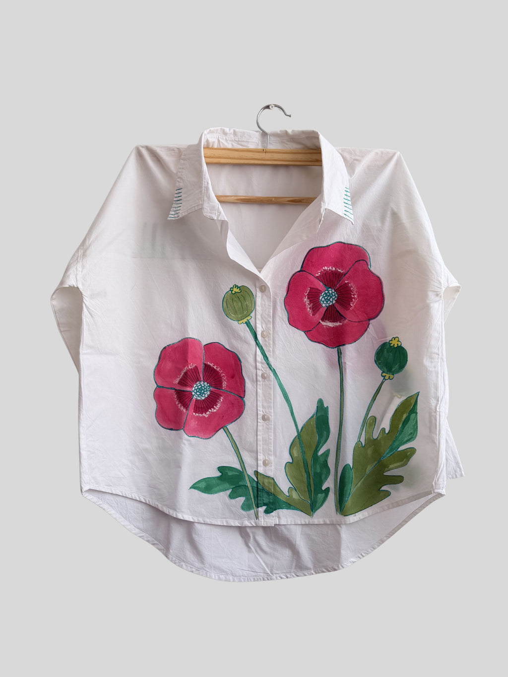 Poppies Painted Oversized Shirt