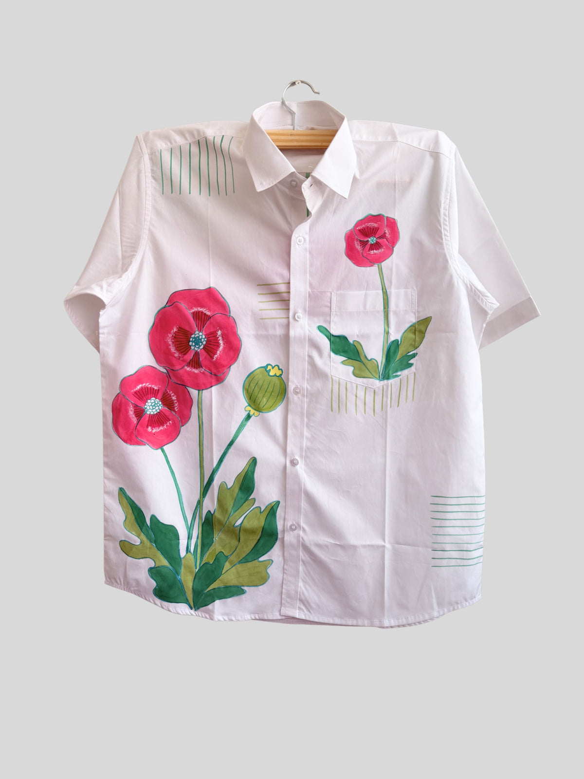 Poppies Painted Half Shirt