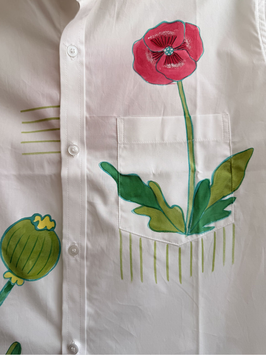 Poppies Painted Half Shirt