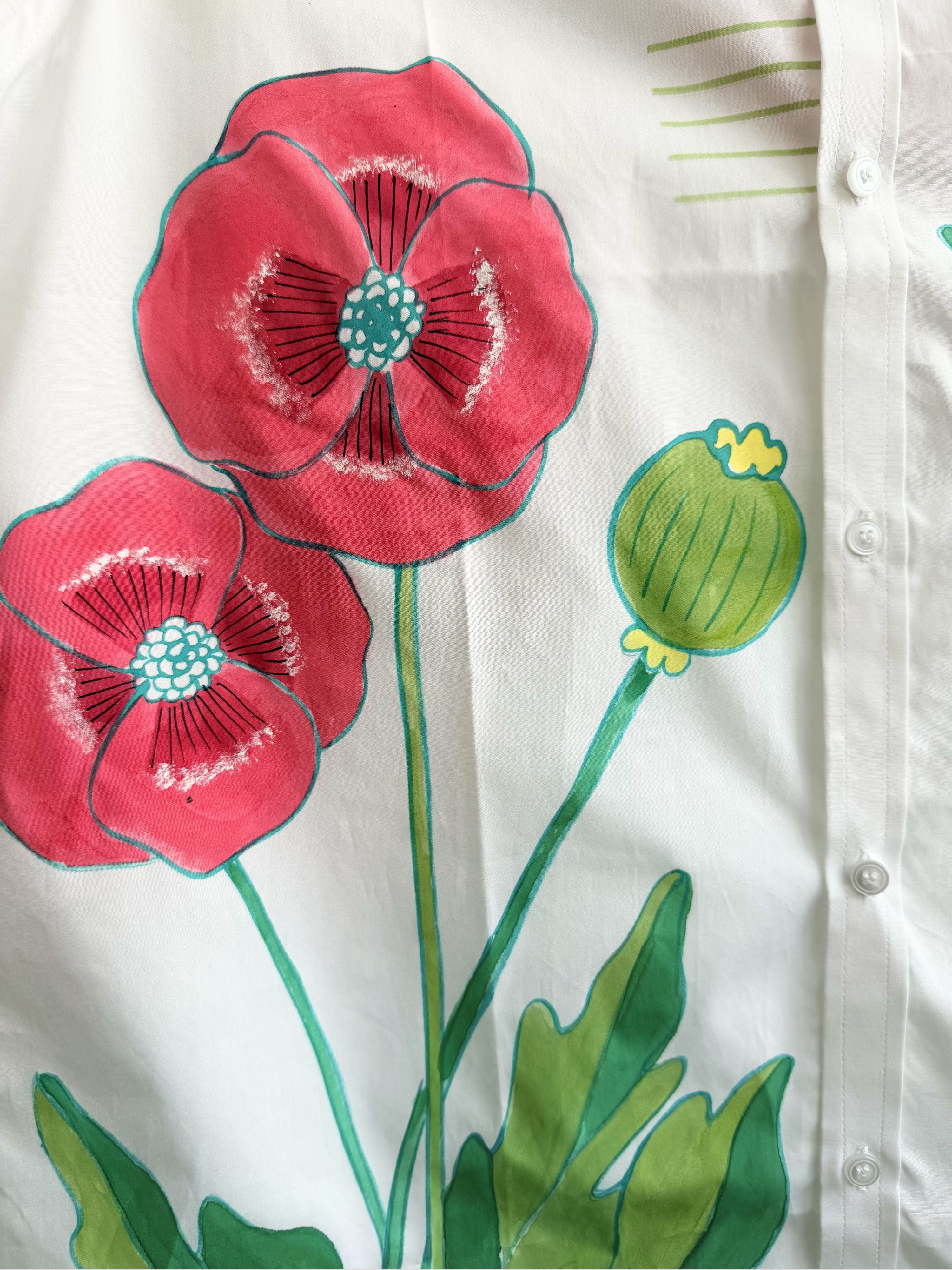 Poppies Painted Half Shirt