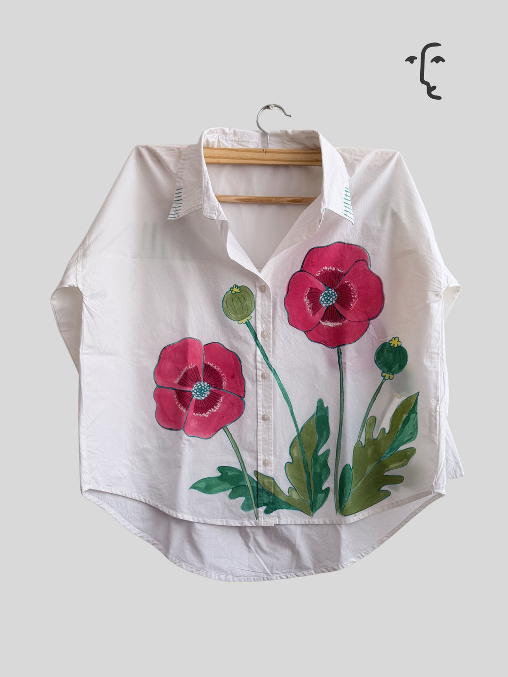 Poppies Painted Oversized Shirt