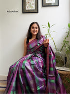 Plaid Kosa Silk Saree