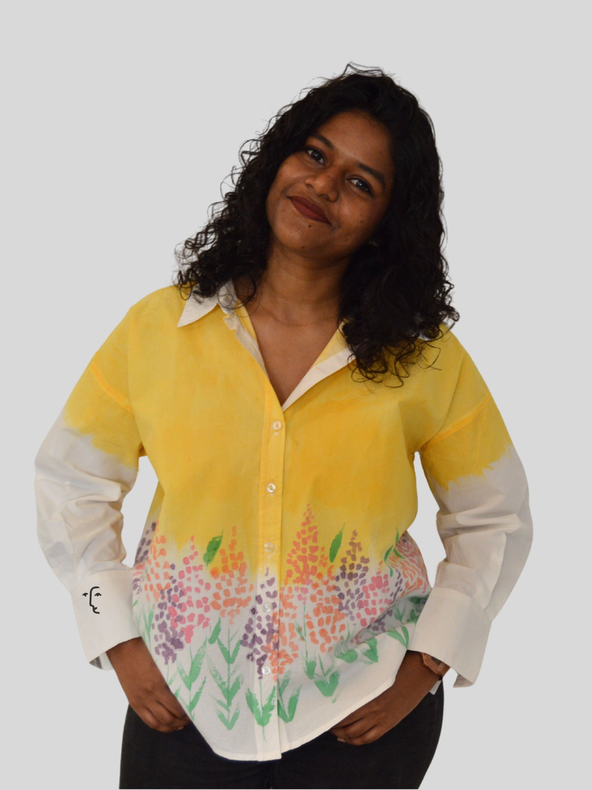 Spring Flowers Painted Oversized Shirt