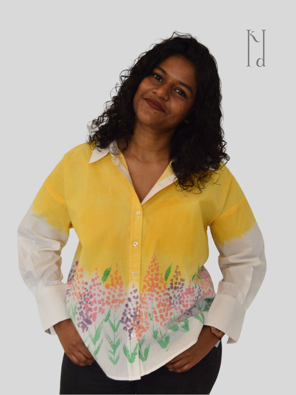 Spring Flowers Painted Oversized Shirt