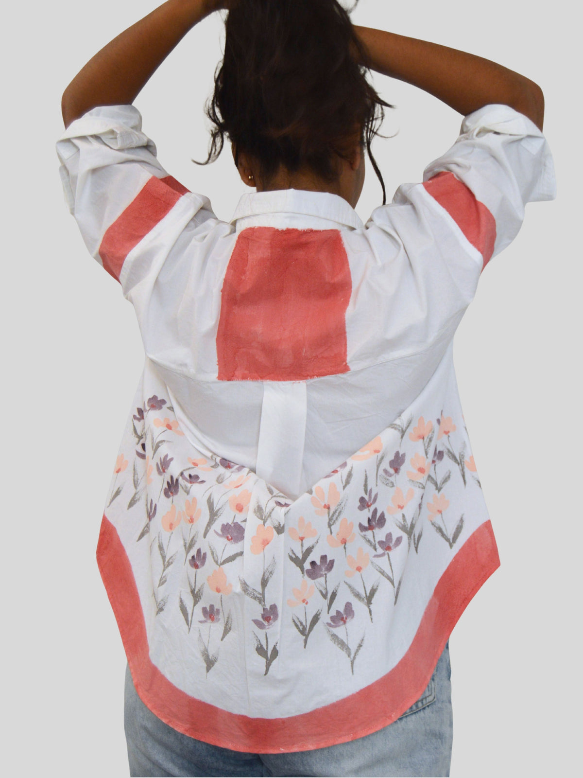 Phool Red Painted Oversized Shirt