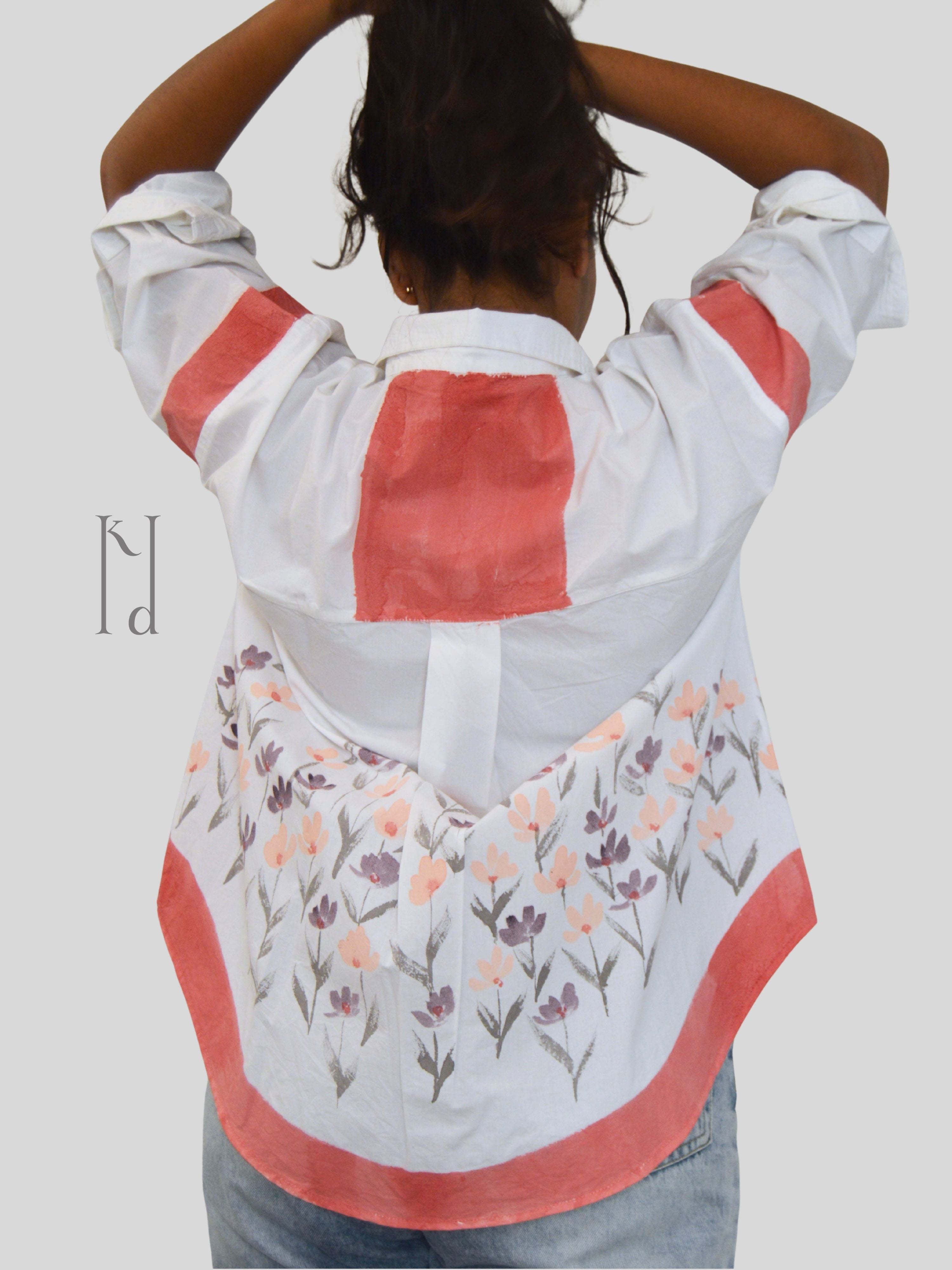 Phool Red Painted Oversized Shirt
