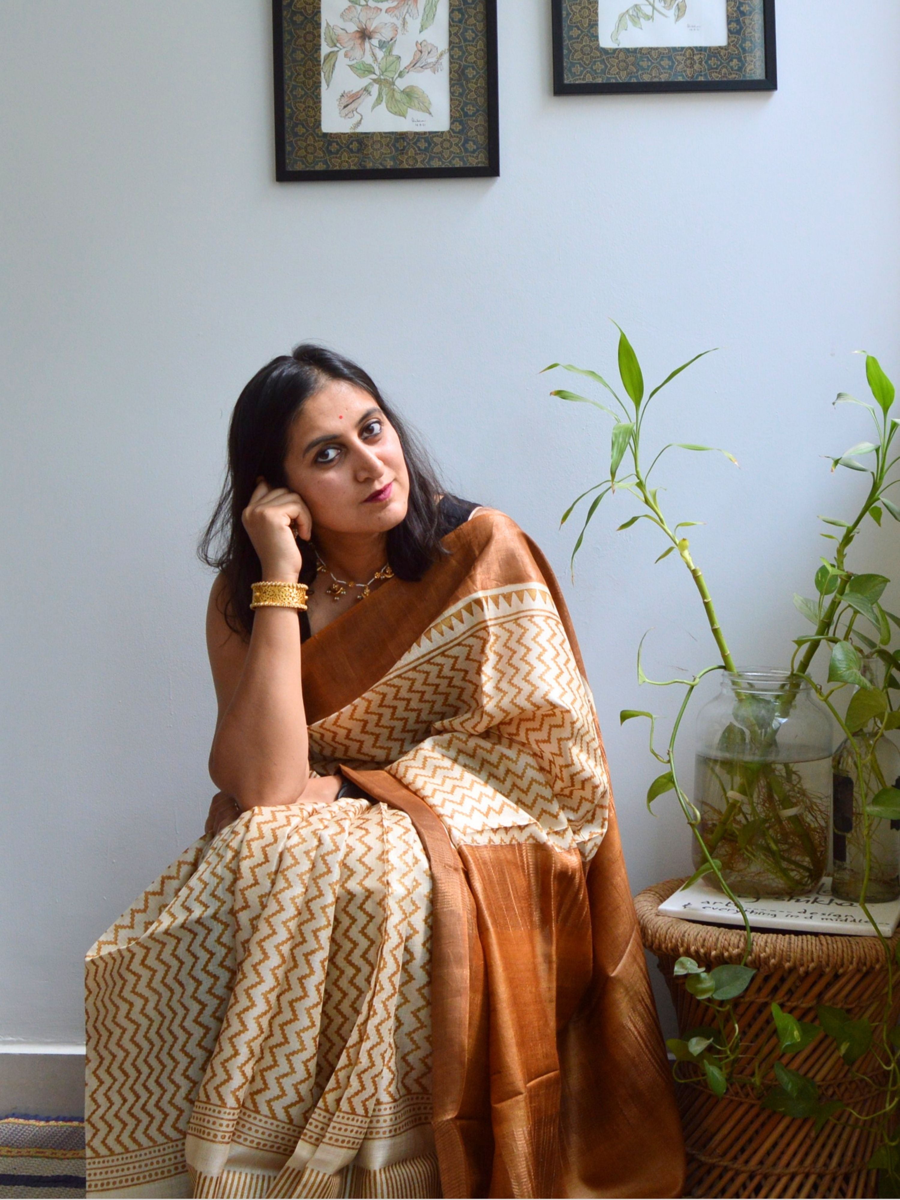 Chevron Tussar Saree