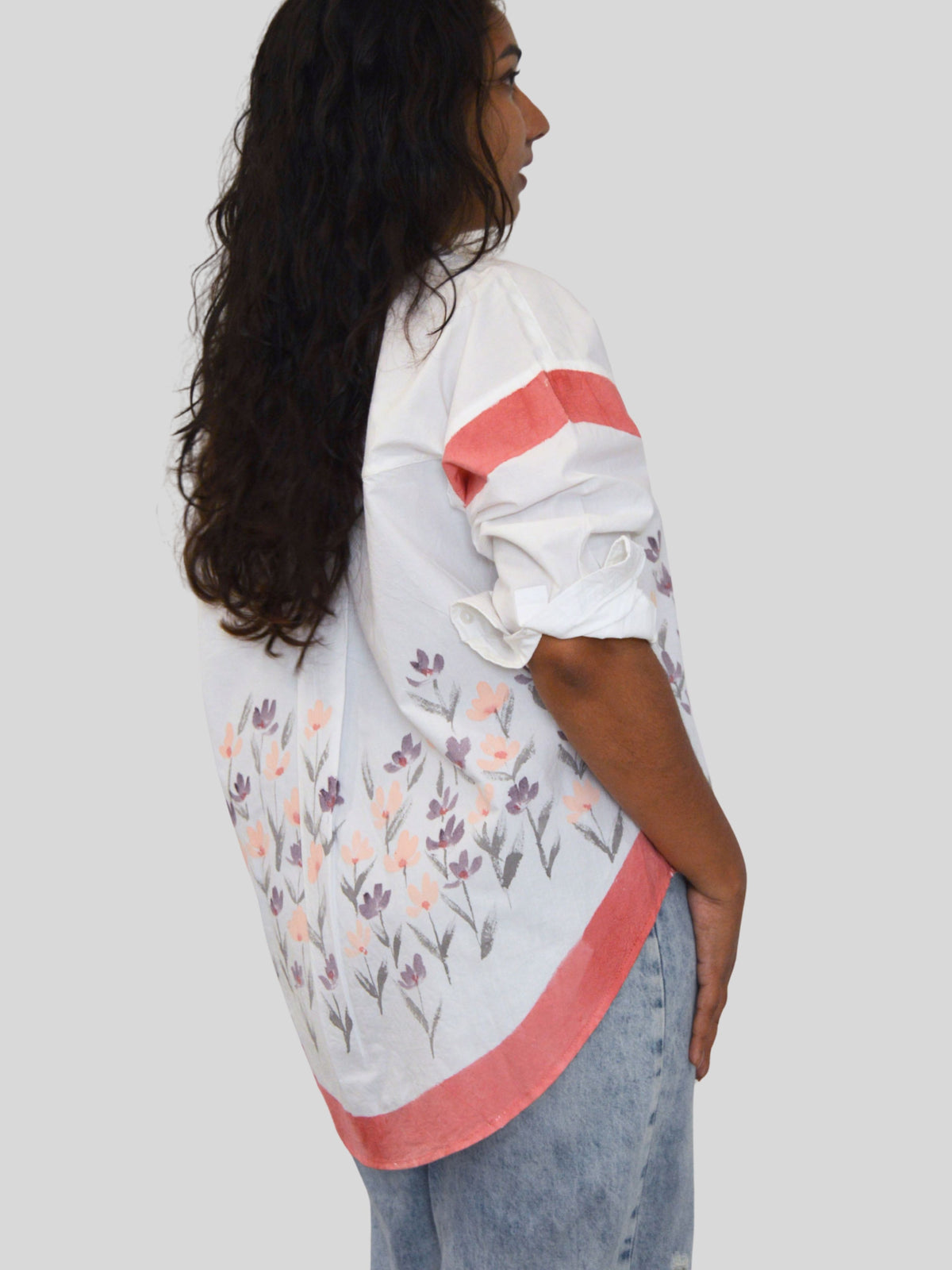 Phool Red Painted Oversized Shirt