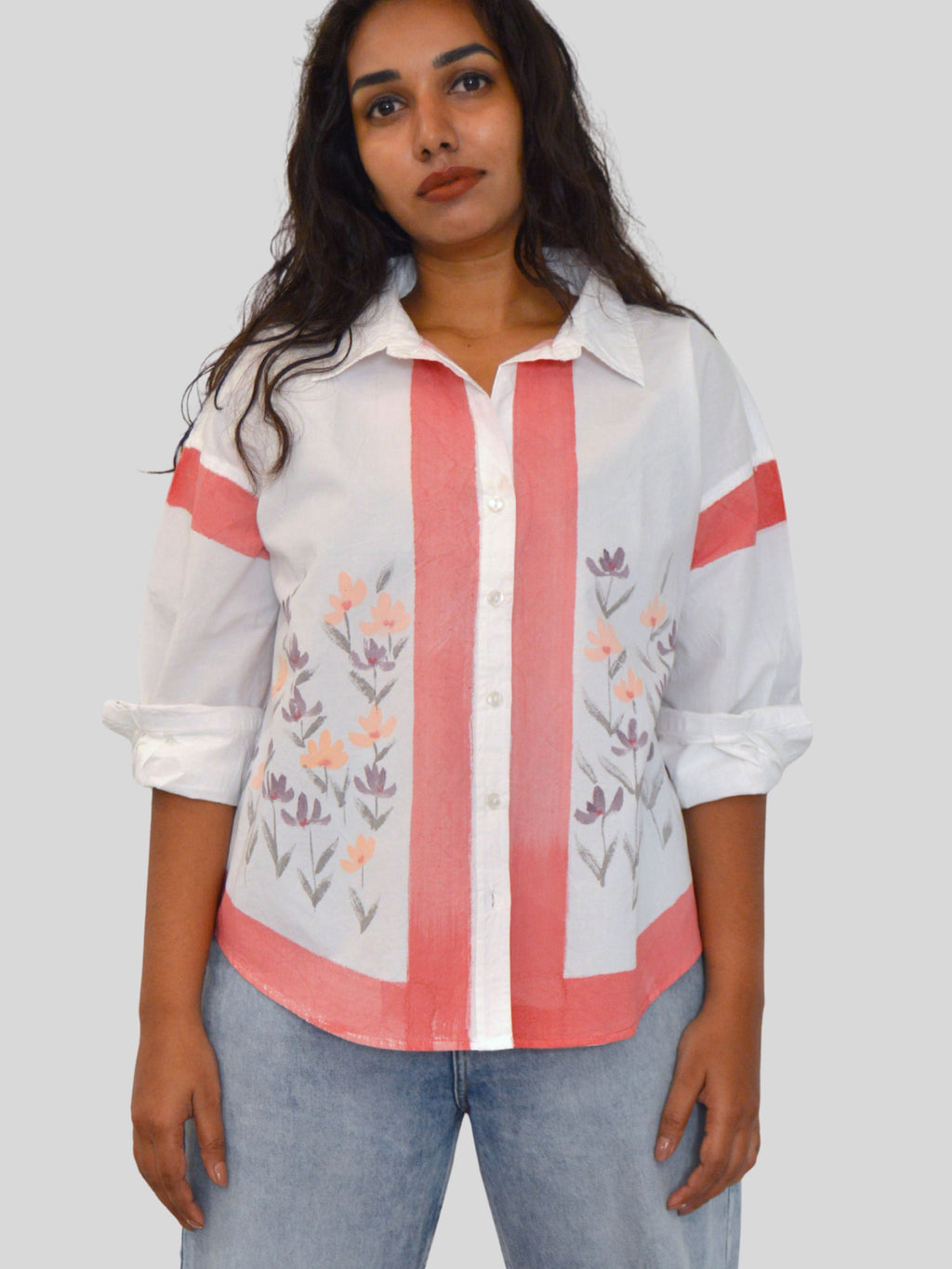 Phool Red Painted Oversized Shirt