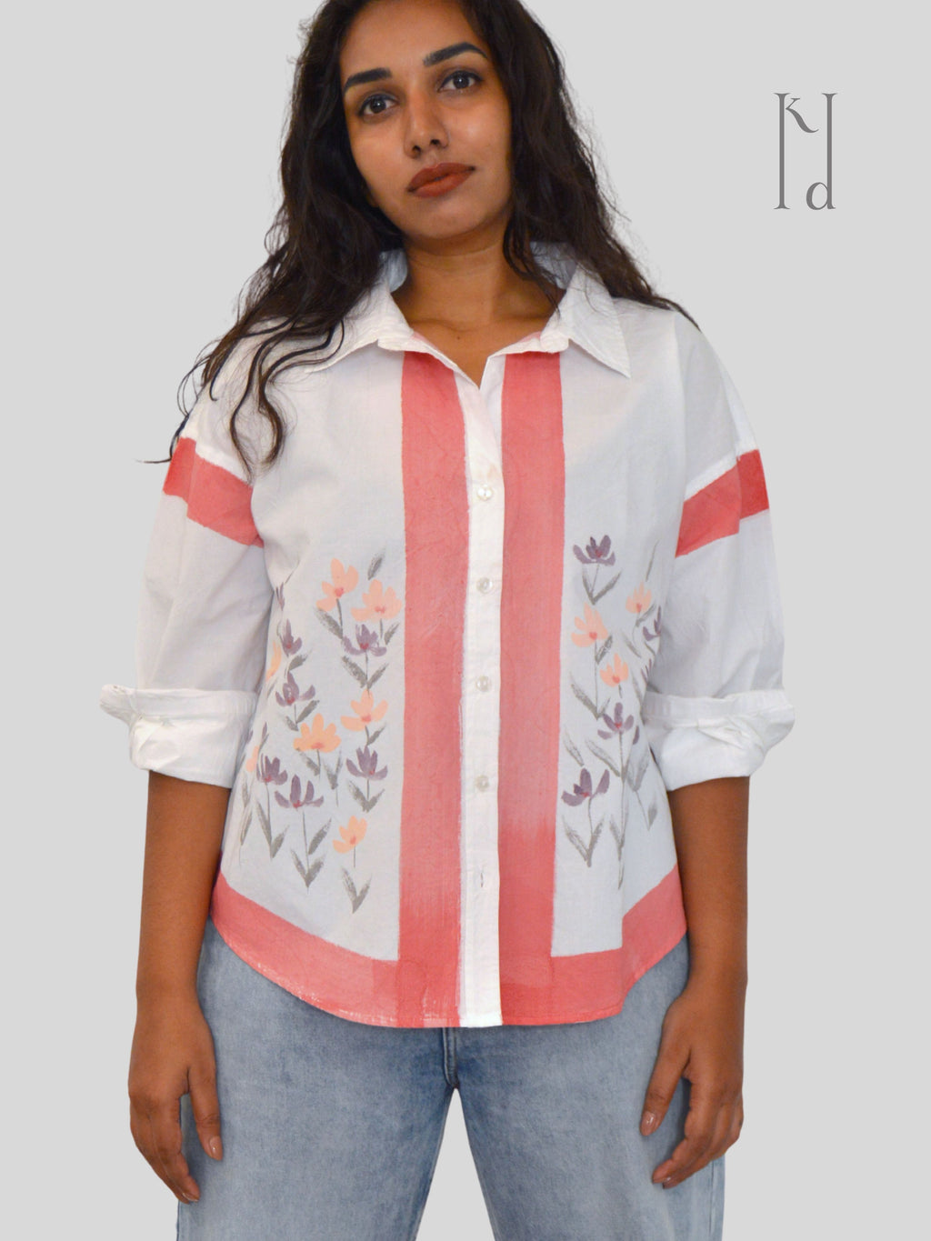 Phool Red Painted Oversized Shirt