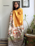 Aranya Yellow Painted Kosa Saree