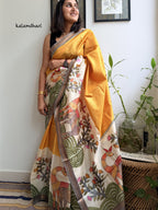 Aranya Yellow Painted Kosa Saree