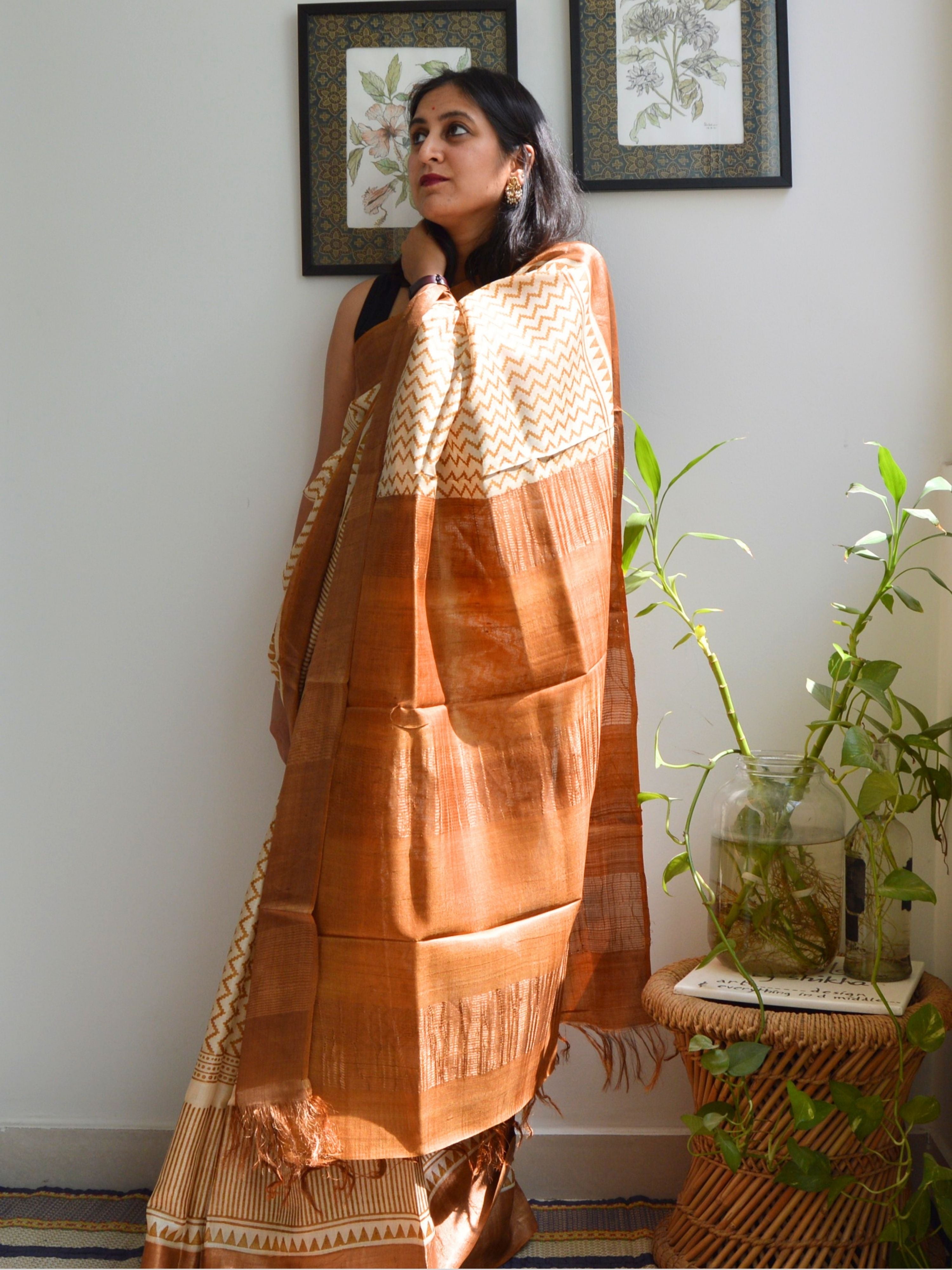 Chevron Tussar Saree
