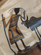 Tribal Painted Tussar Saree Beige
