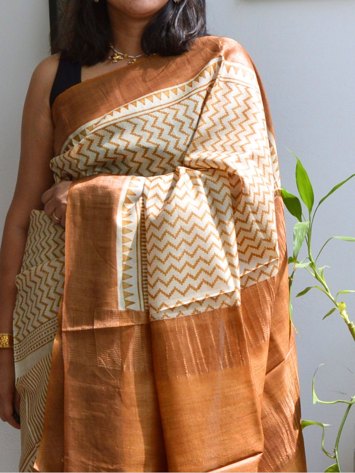 Chevron Tussar Saree