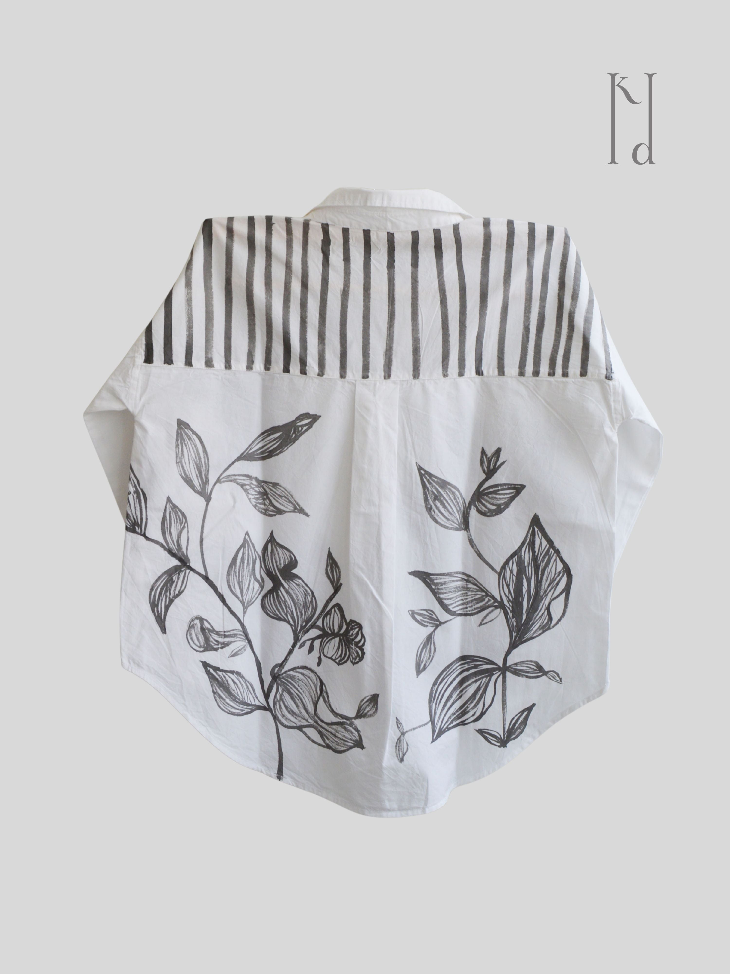 Wilted Florals Painted Oversized Shirt